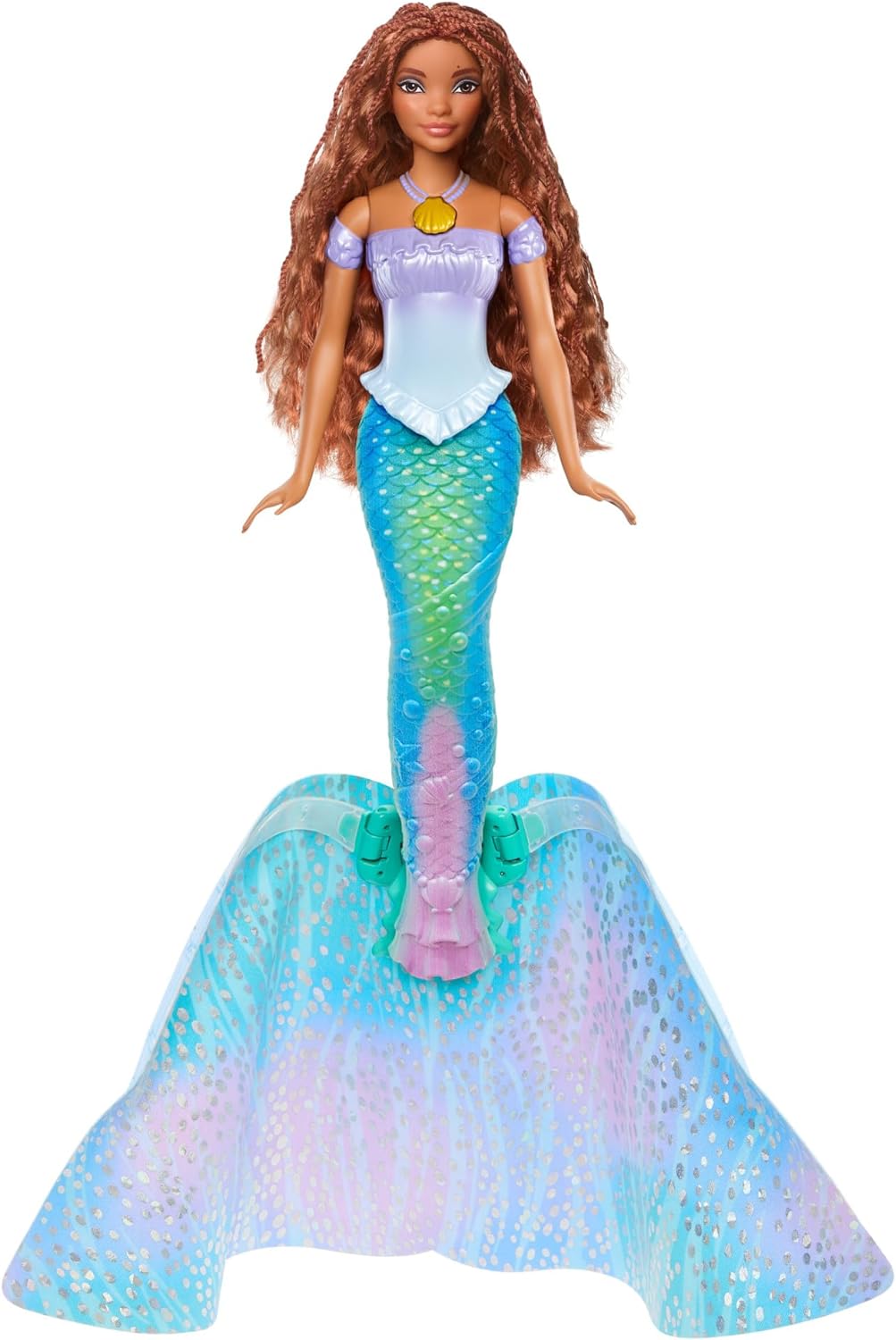 Disney The Little Mermaid Transforming Ariel Doll, Ariel with Brown Hair, 2-in-1 Doll Looks with Mermaid Fin and Princess Dress