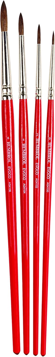 Humbrol Evoco 0, 2, 4, 6 Miniature Paint Brush Set for Modelling & Detailing 4