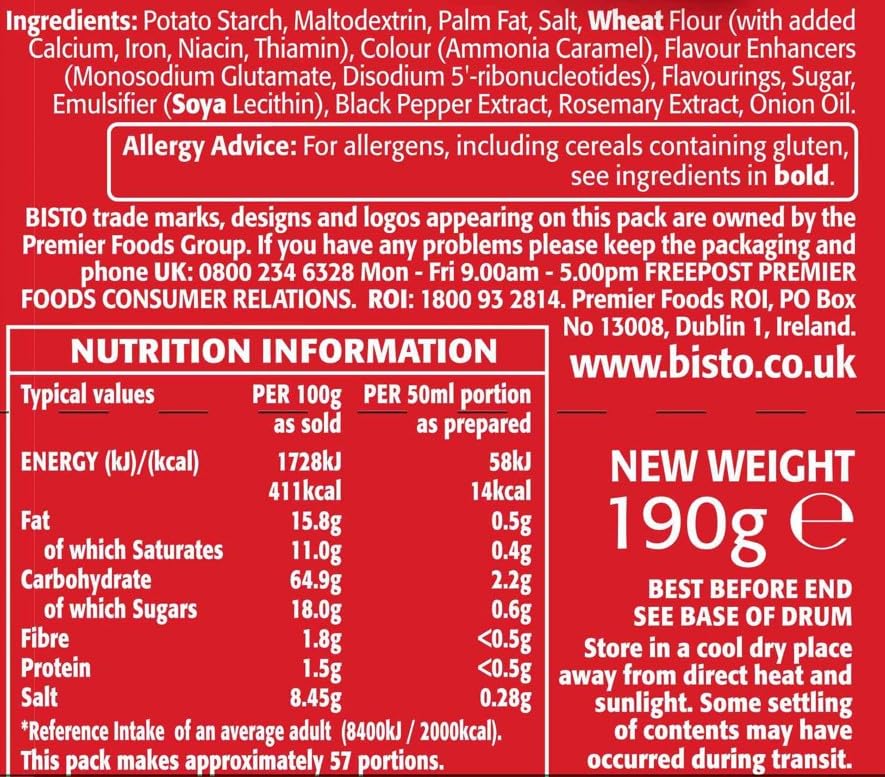 Bisto Reduced Salt Beef Gravy Granules - 190g Drum 4