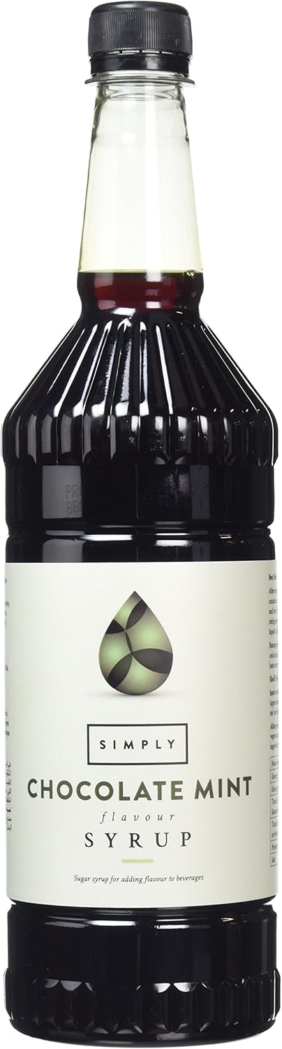 Simply Chocolate Mint Syrup 1 Litre - Vegan, Halal, Nut-Free Flavoured Beverage Syrup