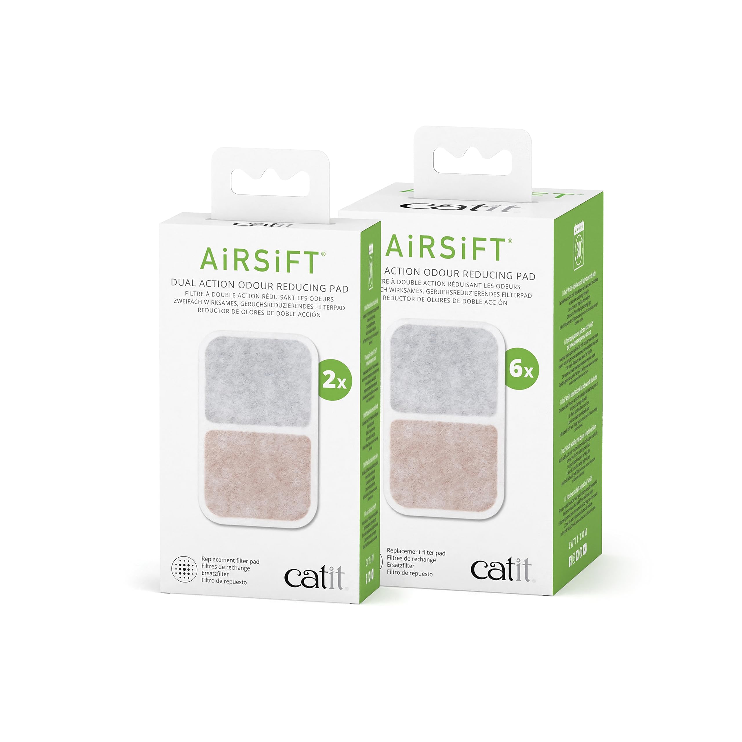 Catit AiRSiFT Dual Action Litter Box Pads - Odor Reducing, Unscented | 2-Pack 5