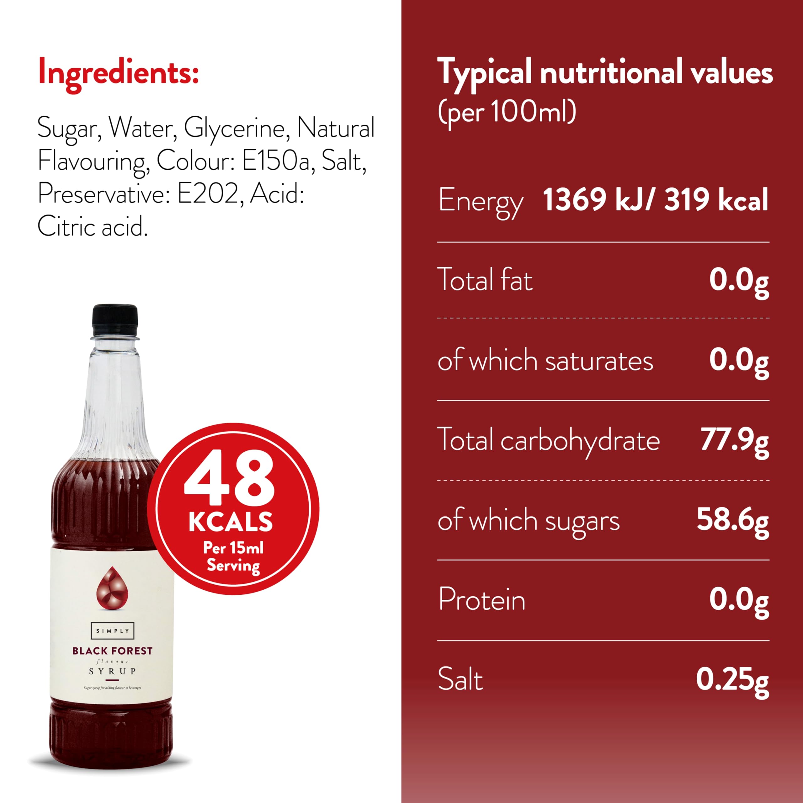 Simply - Black Forest Syrup Vegan & Nut Free Flavoured Syrup for Coffee, Cocktails & Baking 7