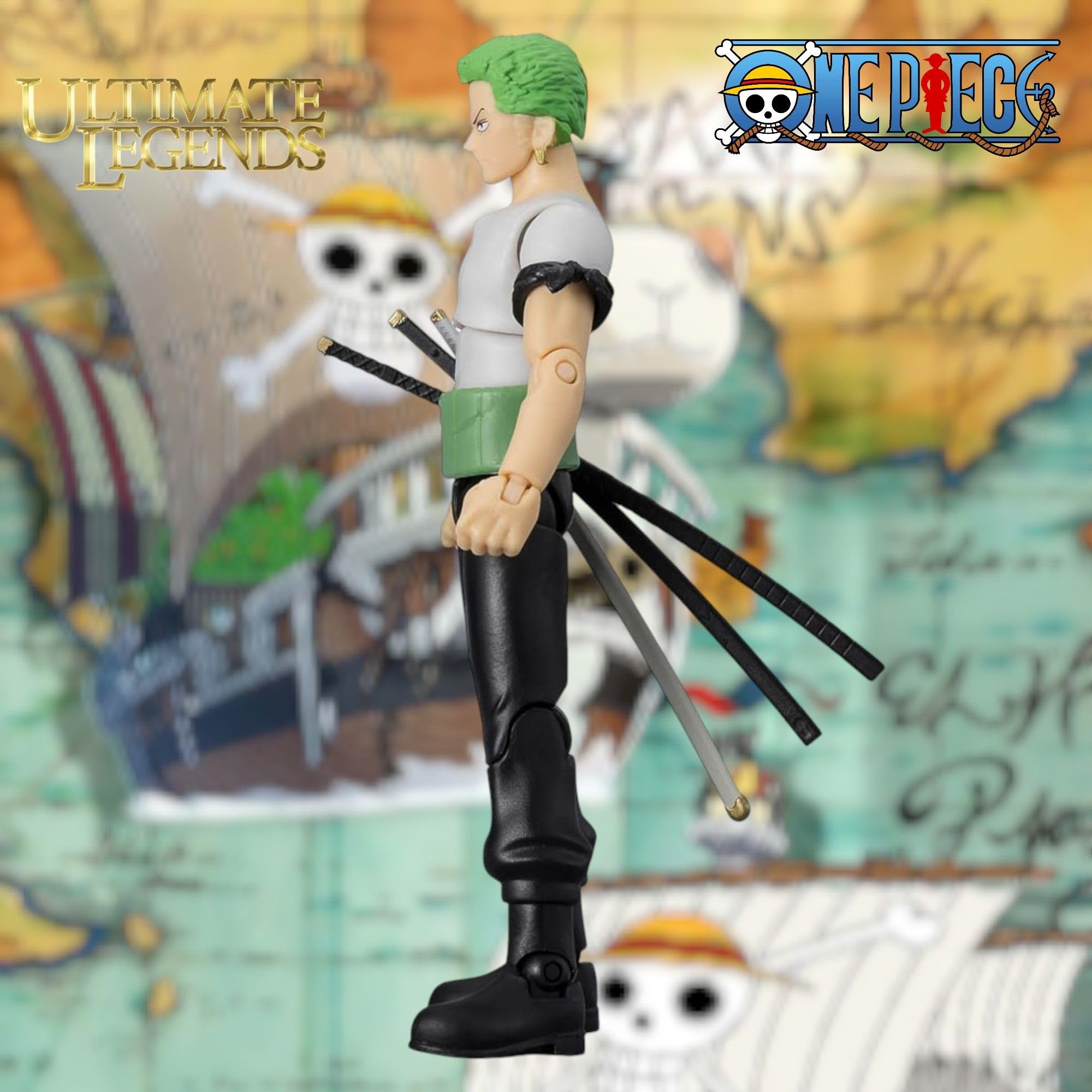 BANDAI Ultimate Legends Zoro Action Figure - 12.5cm Posable Anime Figure with 3 Swords 17