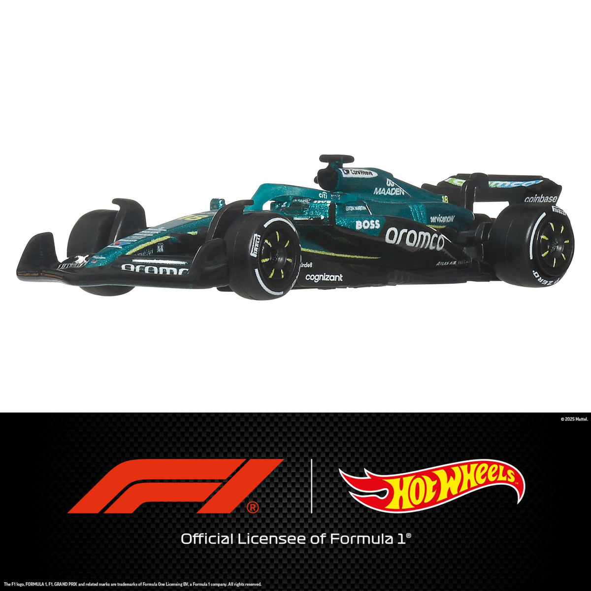 Hot Wheels Aston Martin Aramco Formula One Team Car - 1:64 Scale, Lance Stroll