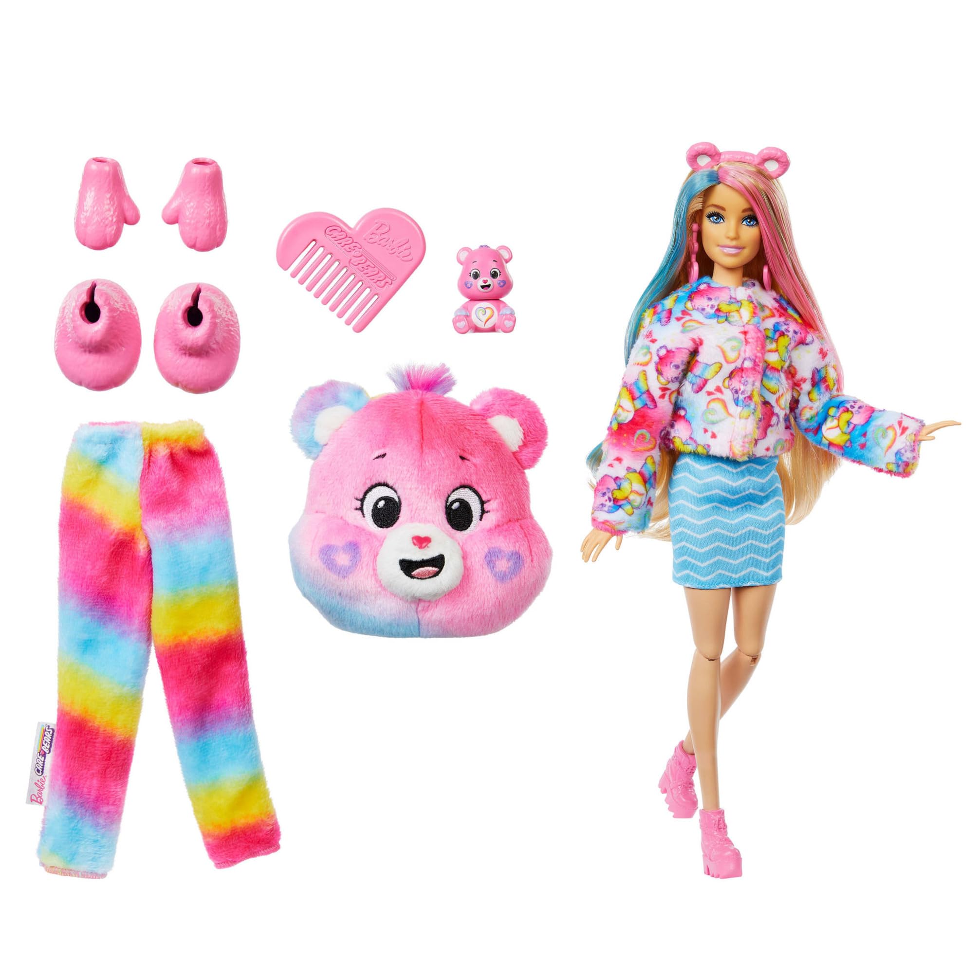 Barbie Cutie Reveal Care Bears Doll & Accessories - Togetherness Bear with 10 Surprises, Color Change & Mini Bear (JFV60) 5