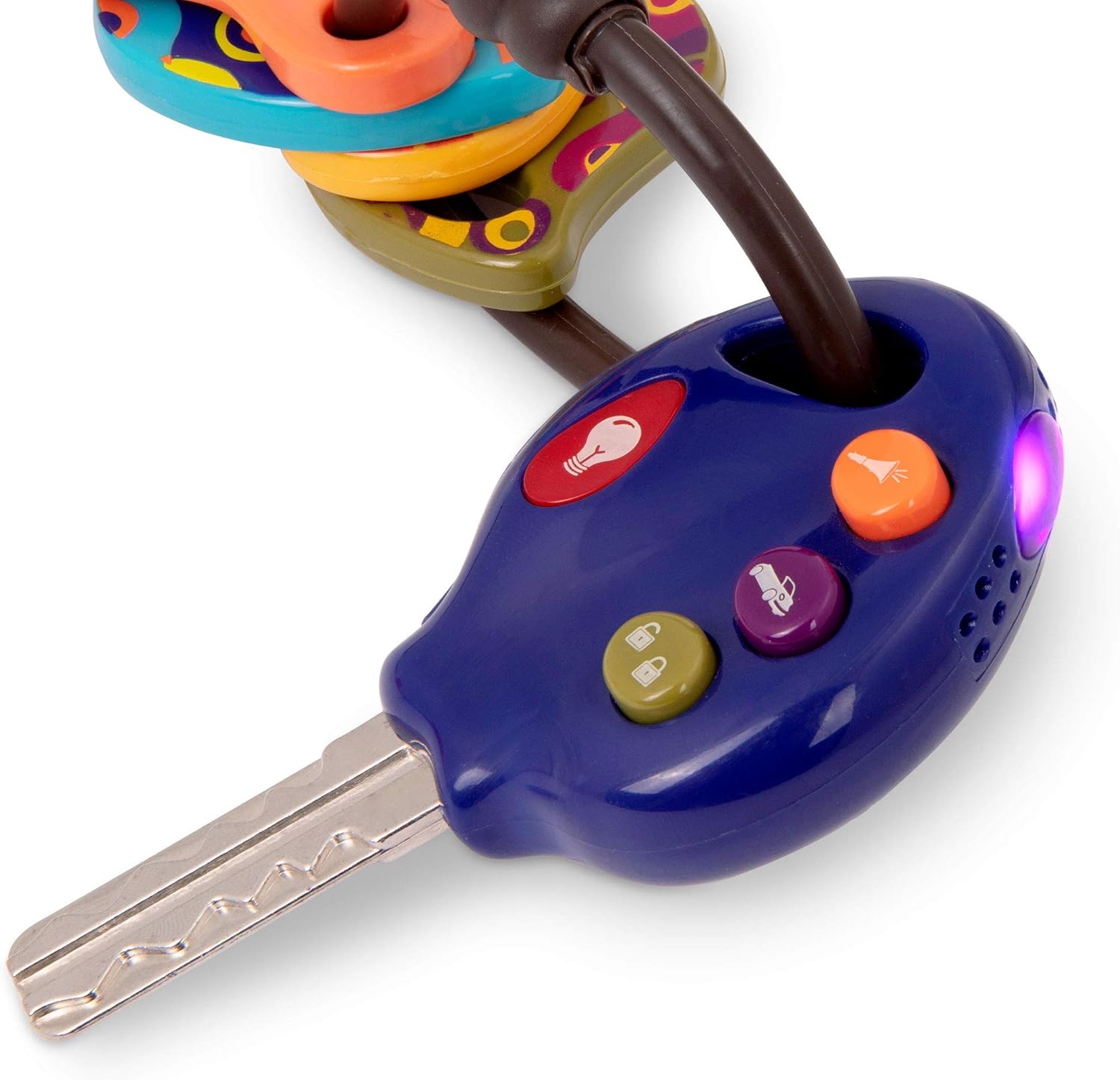 B. toys LucKeys - 4 Textured Toy Car Keys with Flashlight & Sounds for Toddlers - Blue 4