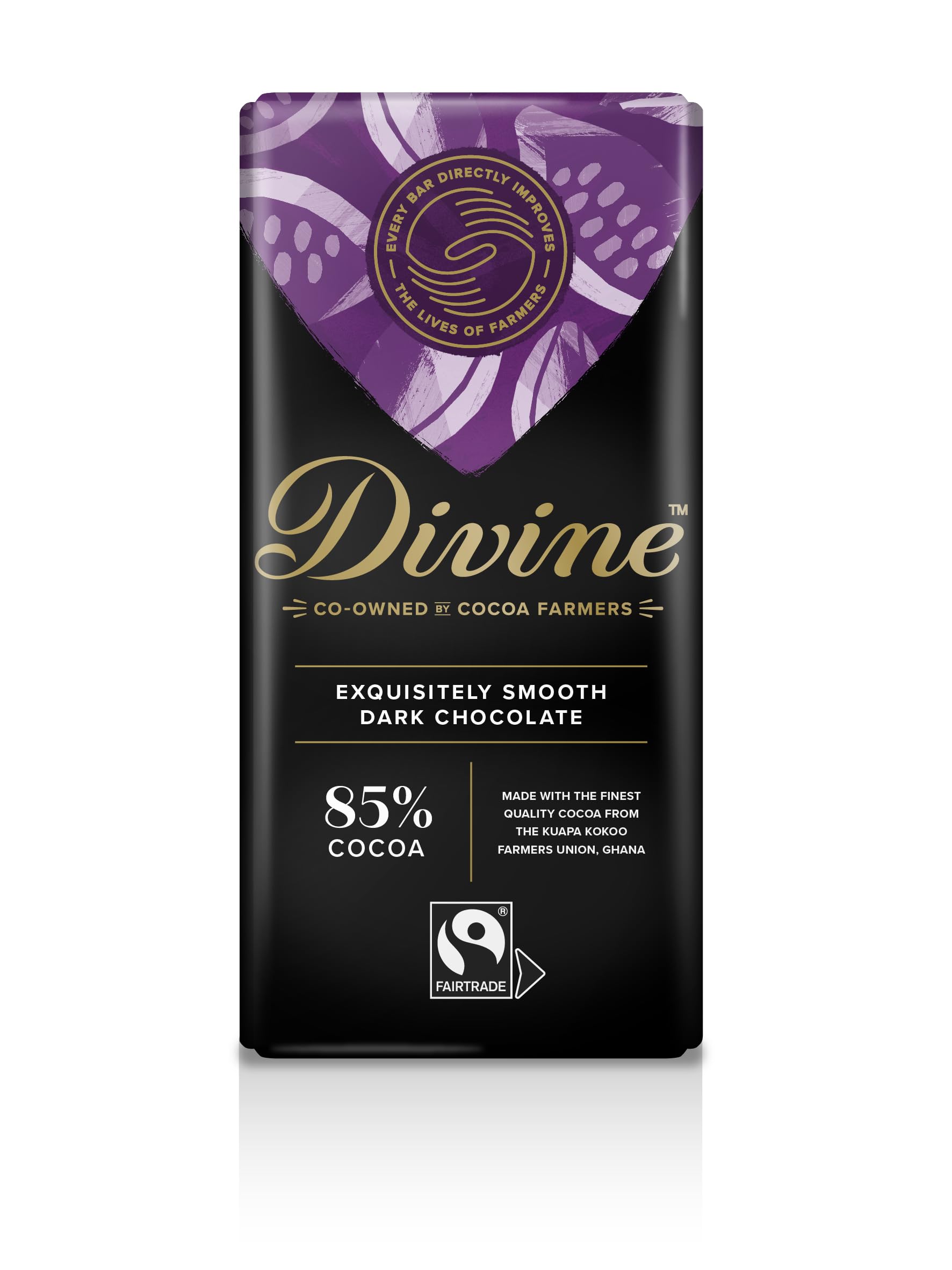 Divine - 85% Cocoa Dark Chocolate Bar (90 g, Pack of 15)
