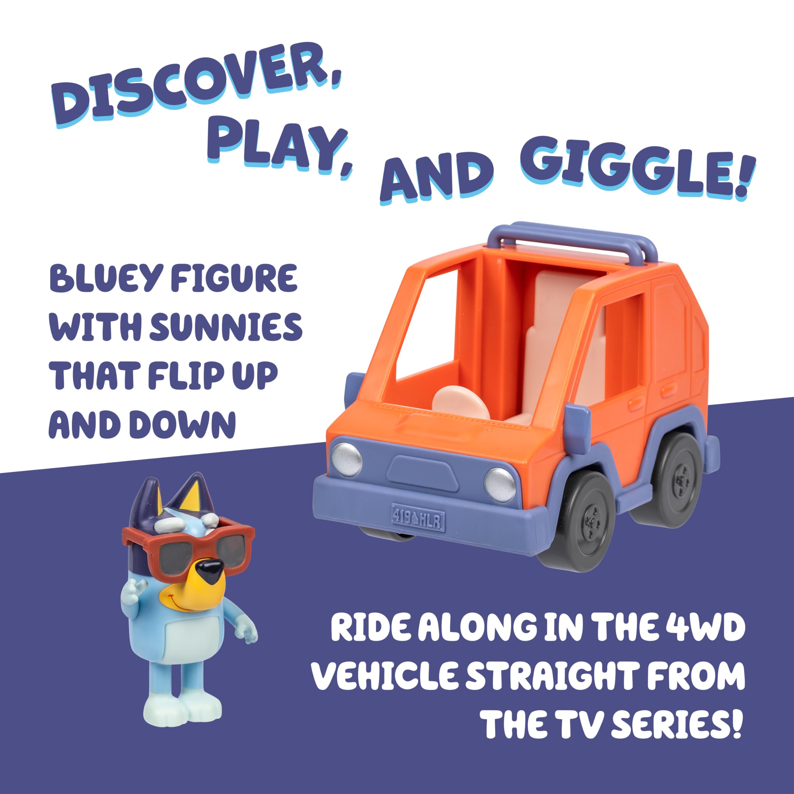 Bluey Hit the Road 4WD Vehicle Playset with Articulated Figure - Orange 4