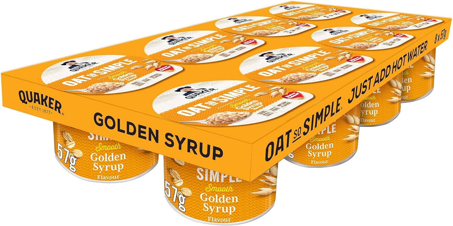 Quaker Oat So Simple Golden Syrup Porridge Pots, 57g (Pack of 8)