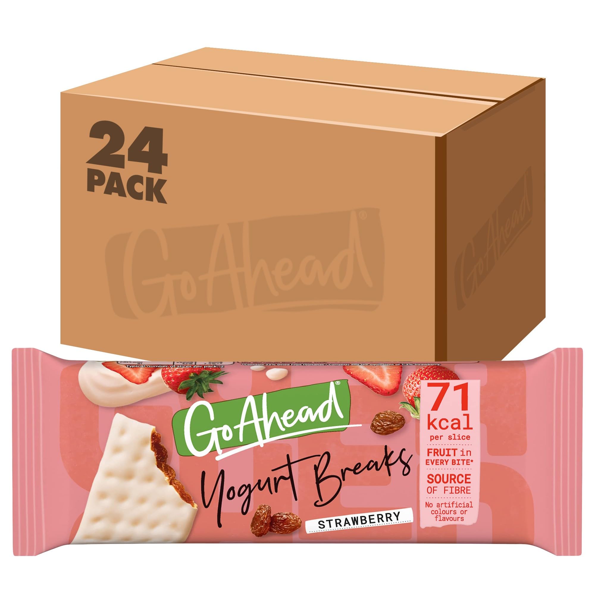 Go Ahead Yogurt Breaks Strawberry Biscuits Twin Pack - 24 Packs of 2 Bars | Contains Fibre