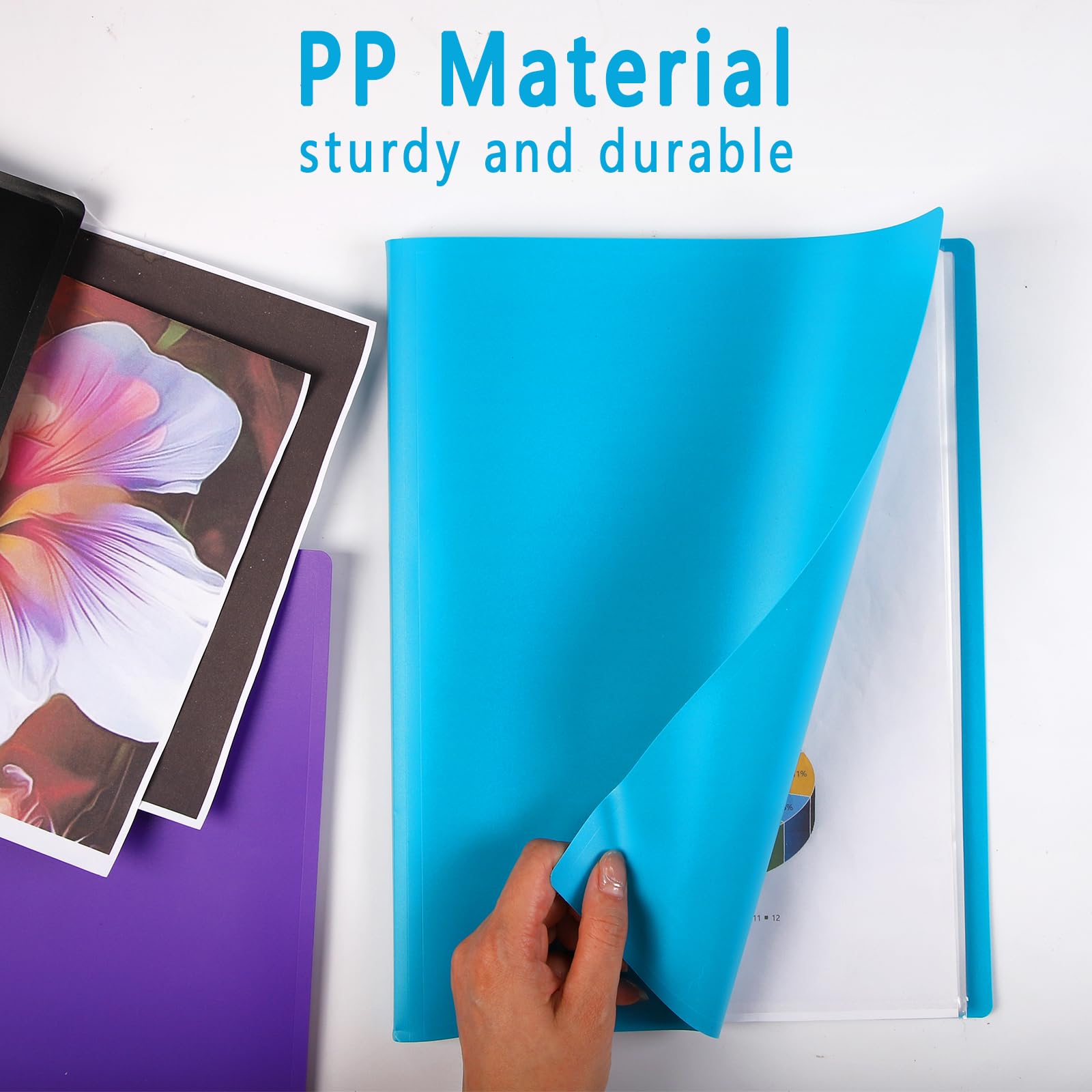 NORTHERN BROTHERS Project Folder - 110 Pockets A4 Display Book | Plastic, Black/Blue/Purple