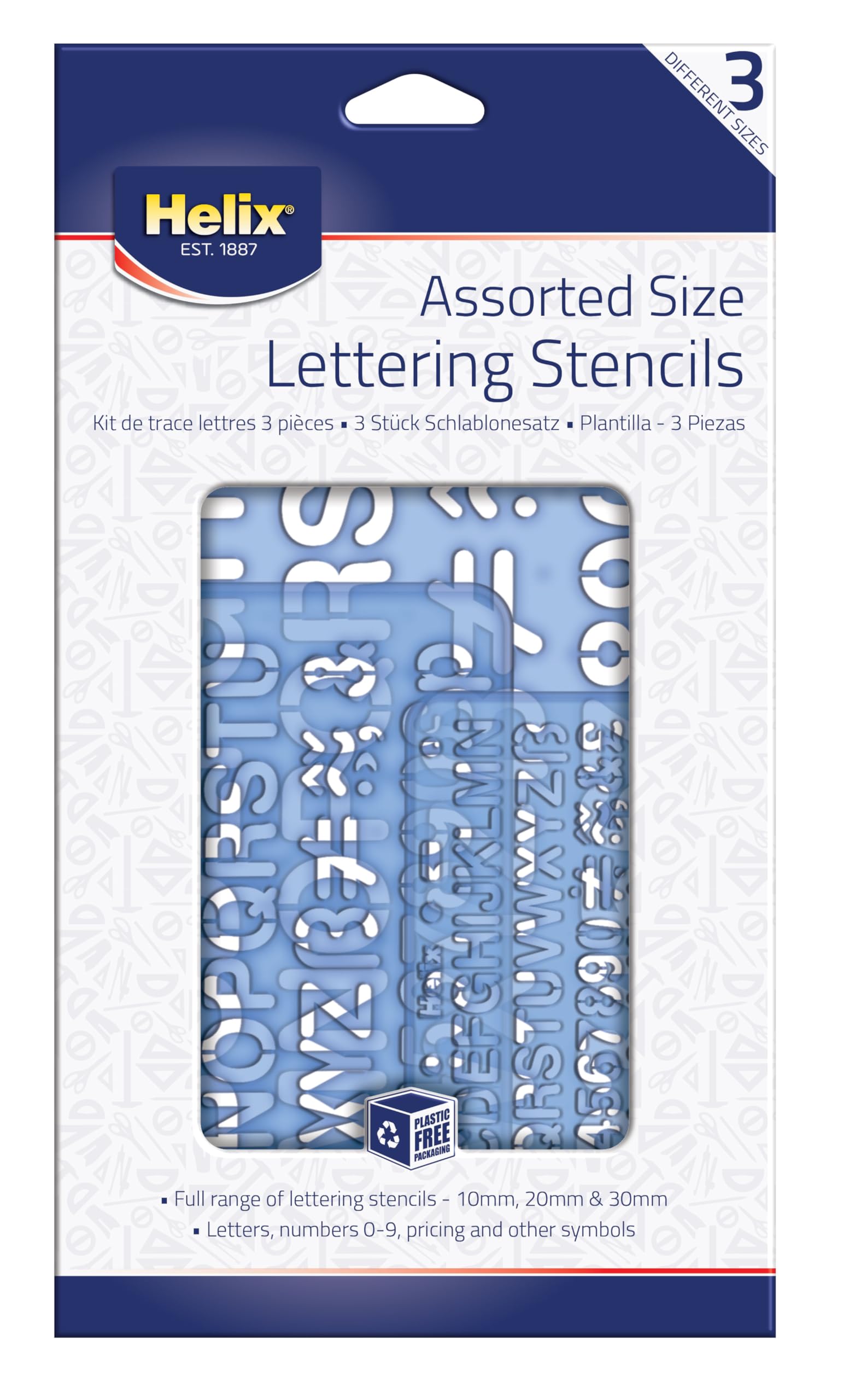 Helix Three Piece Stencil Set - Letters, Numbers & Symbols | 10mm, 20mm, 30mm Sizes 1