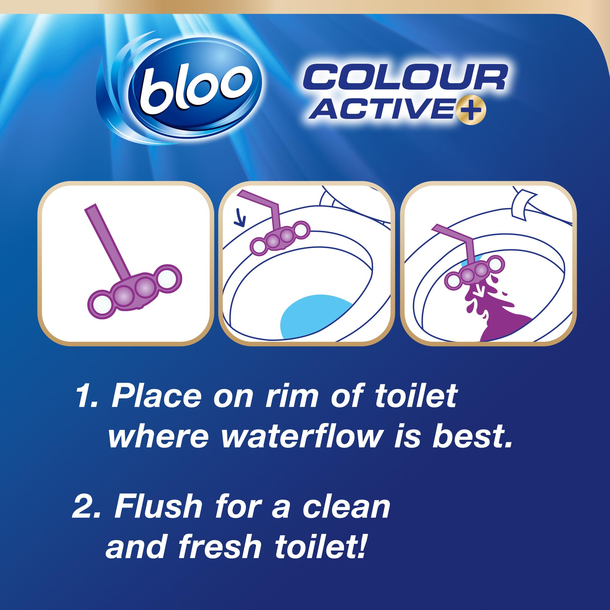 Bloo Colour Active Toilet Rim Block - Lavender Scent, Anti-Limescale, Odour-Stop Technology, 240 Flushes 4