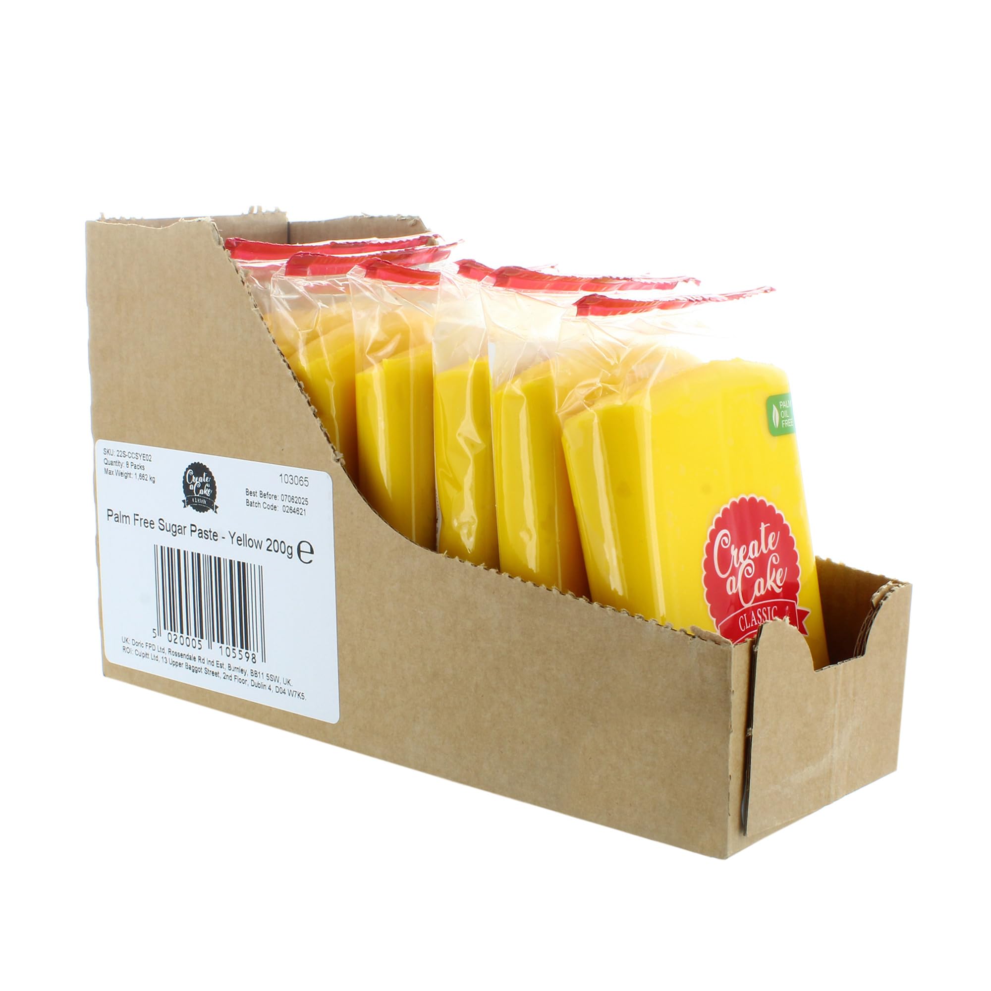 Create A Cake - Ready to Roll Icing Yellow Fondant Icing Palm Free Sugar Paste 1.6kg 6