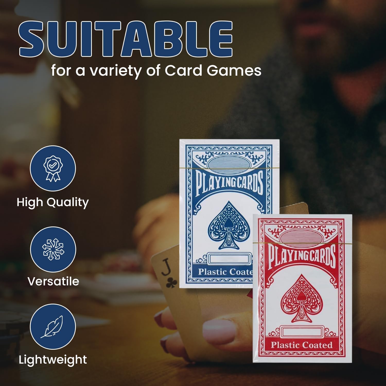 1ABOVE Twin Pack Playing Card Game Classic Red and Blue Plastic Coated 4