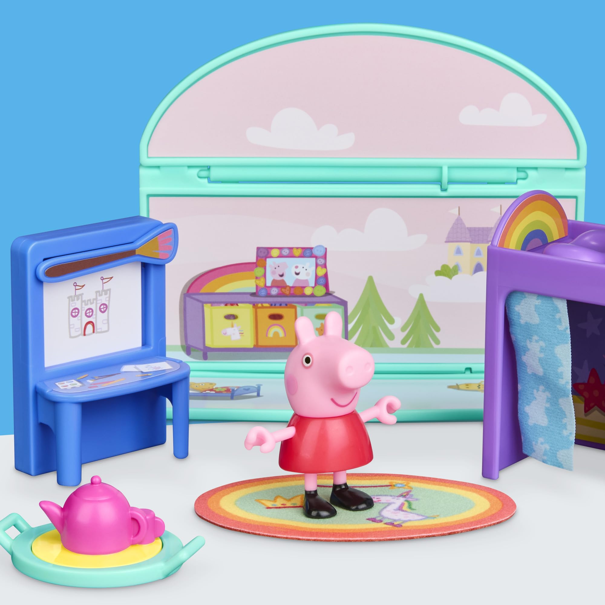 Peppa Pig Peppa's Bedroom Playset with 7.5-cm Figure | 8 Pieces | Ages 3+ 3