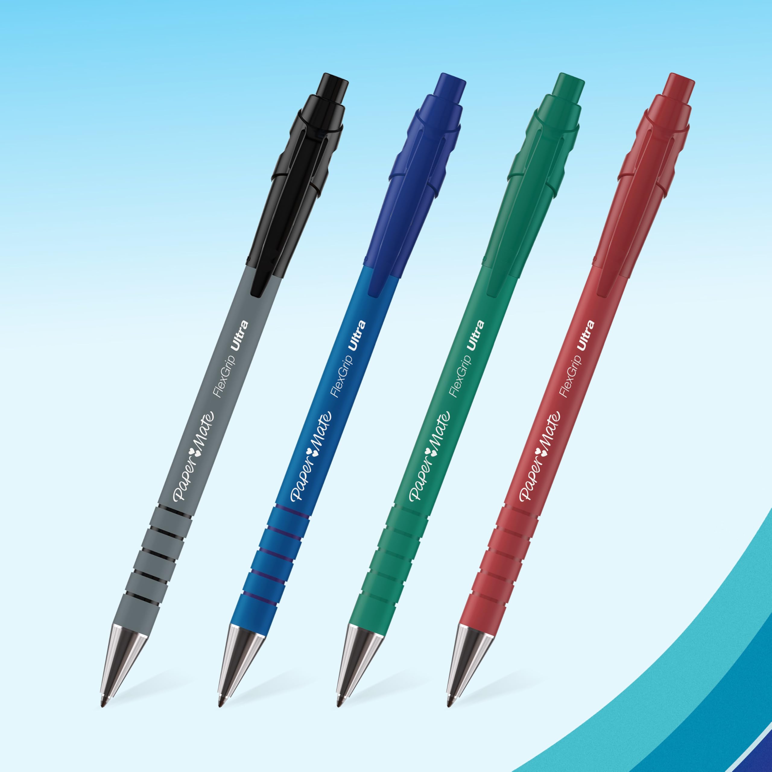 Paper Mate Flexgrip Ultra Retractable Ballpoint Pens - Medium Point (1.0mm) Blue Ink | Comfort Grip | 5 Count 5