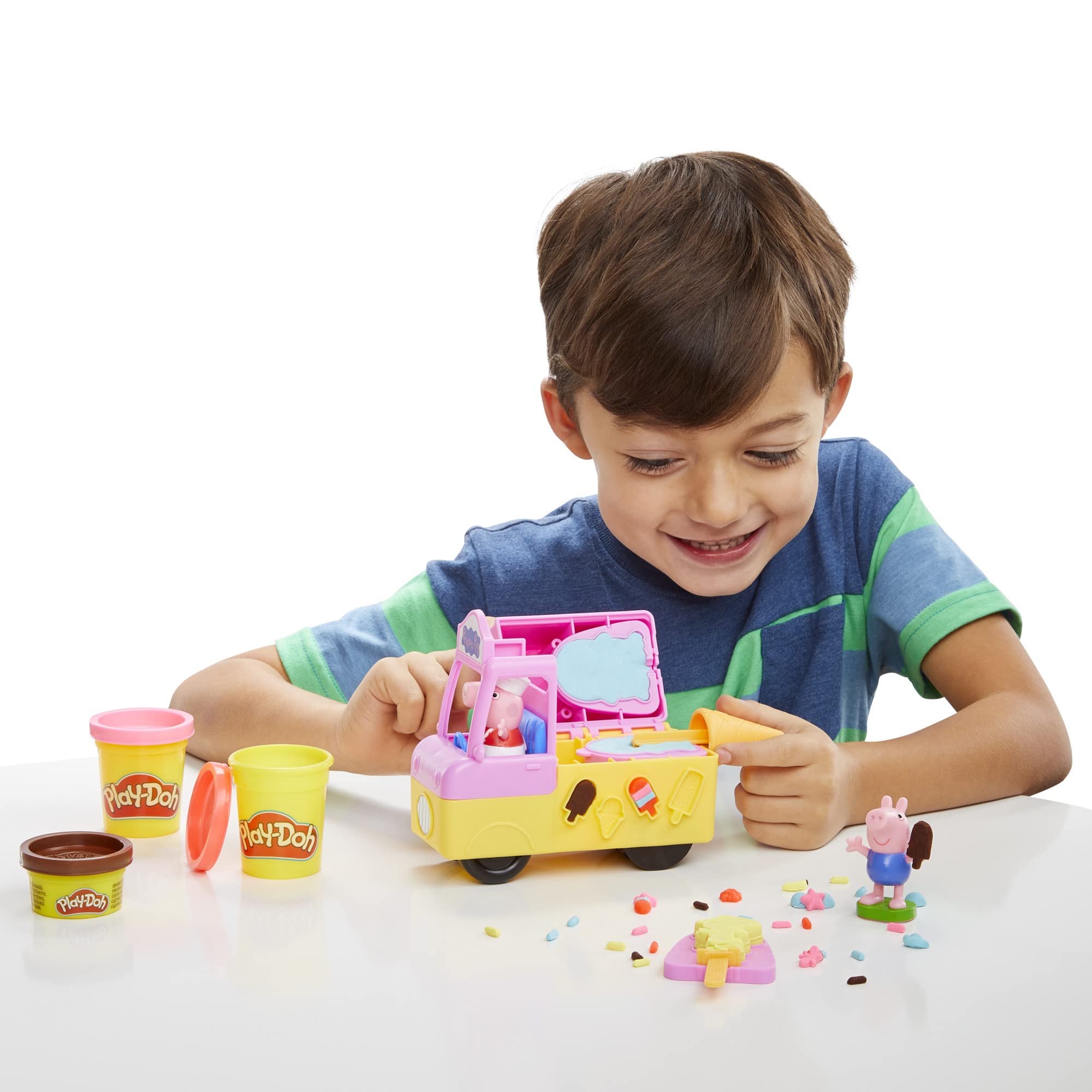 Play-Doh Peppa's Ice Cream Playset - Pretend Play Vehicle with Figures & 5 Colors for Toddlers 8