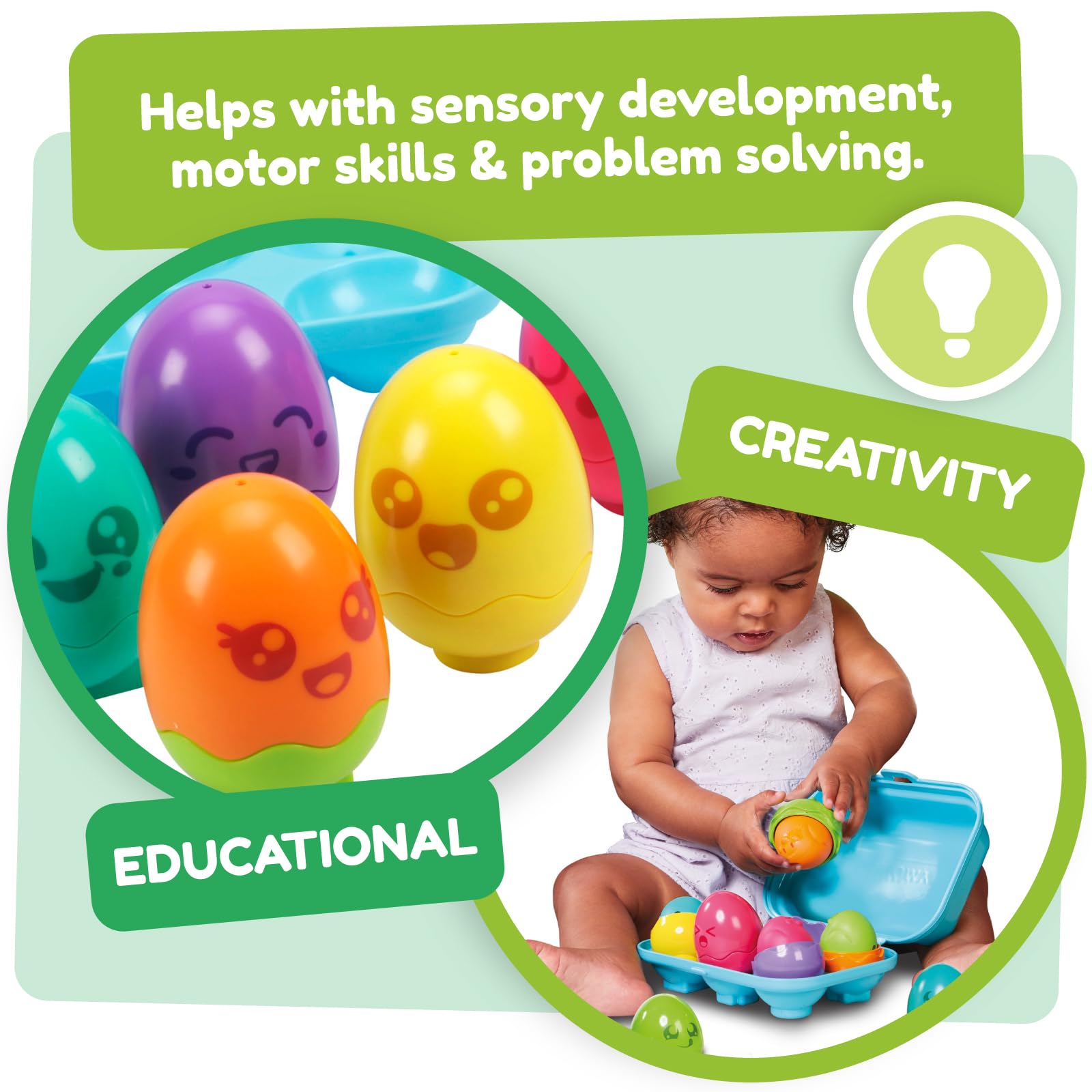 Toomies Hide & Squeak Bright Chicks - 6 Colourful Eggs with Squeak & Rattle | Shape Sorter | Ages 6-36 Months 5