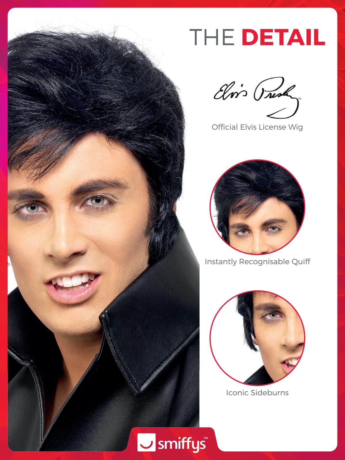 Smiffys Elvis Wig - Black | Kanekalon Material | One Size 4