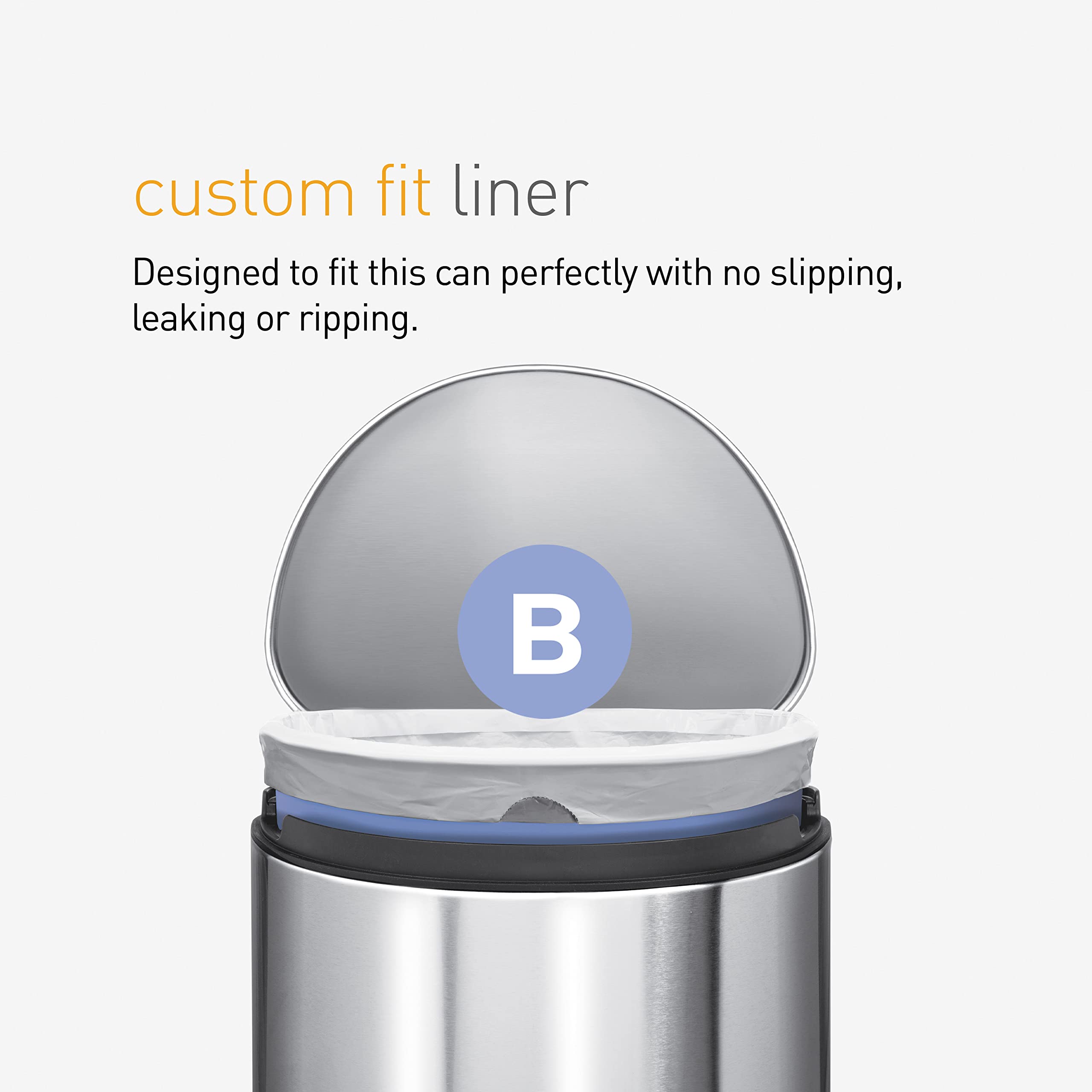 simplehuman CW0251 Code B Passgenaue Müllbeutel, Großpackung, Weiß (3 Packungen mit je 30 Stück, insgesamt 90 Beutel) 5