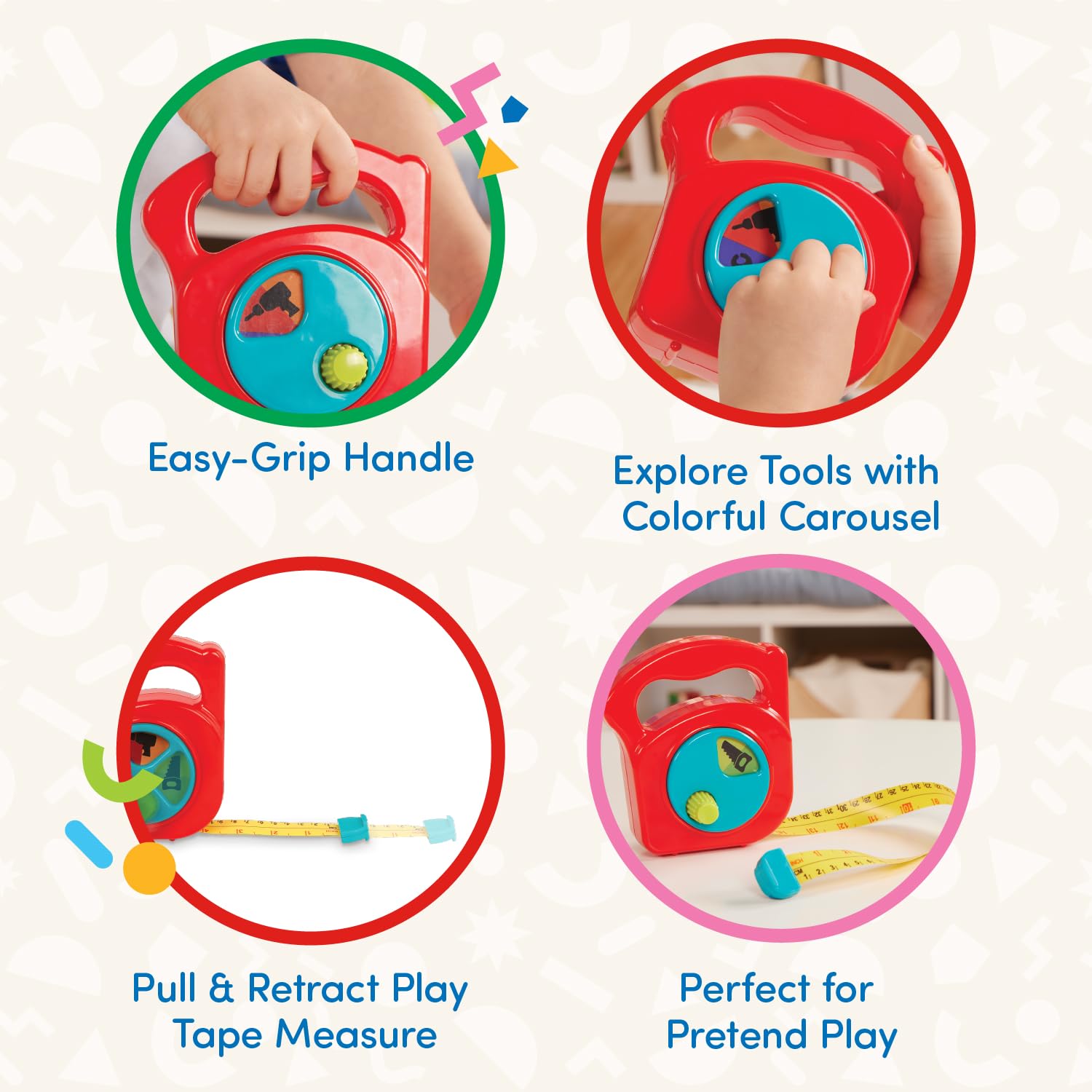 Battat Big Tape Measure Toy - Working Reel & Easy-Hold Handle for Pretend Play - Ages 2+ 10