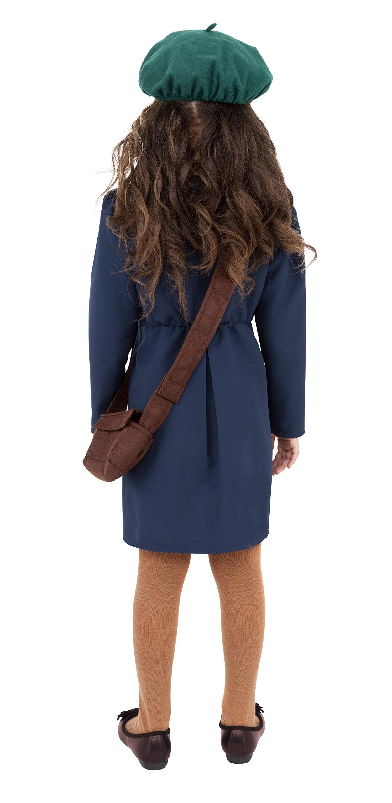 Smiffys World War II Evacuee Girl Costume - Blue Dress with Hat & Bag, Ages 10-12 6
