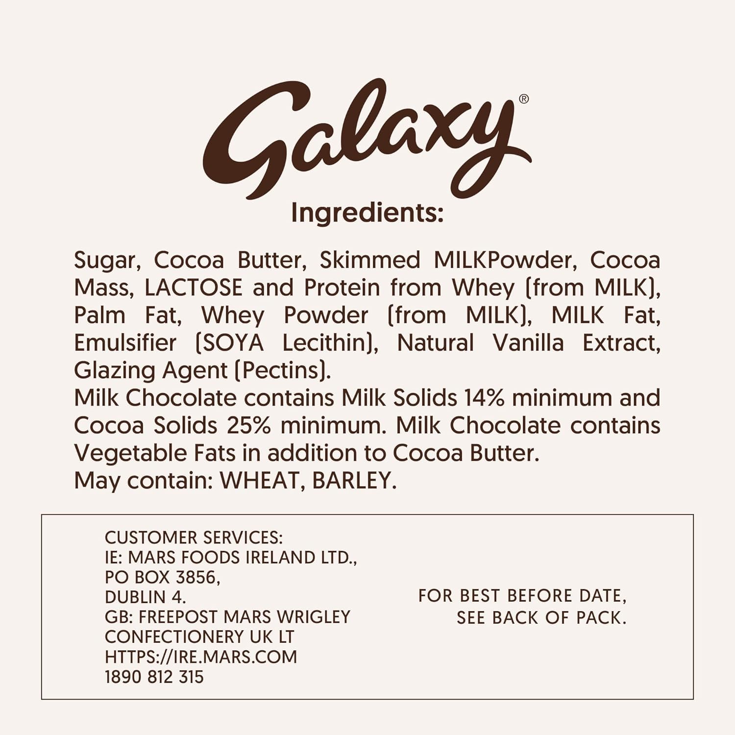 Galaxy Counters Chocolate Pouch Bulk Box, Milk Chocolate, Kosher Certified, 15 x 112g 7