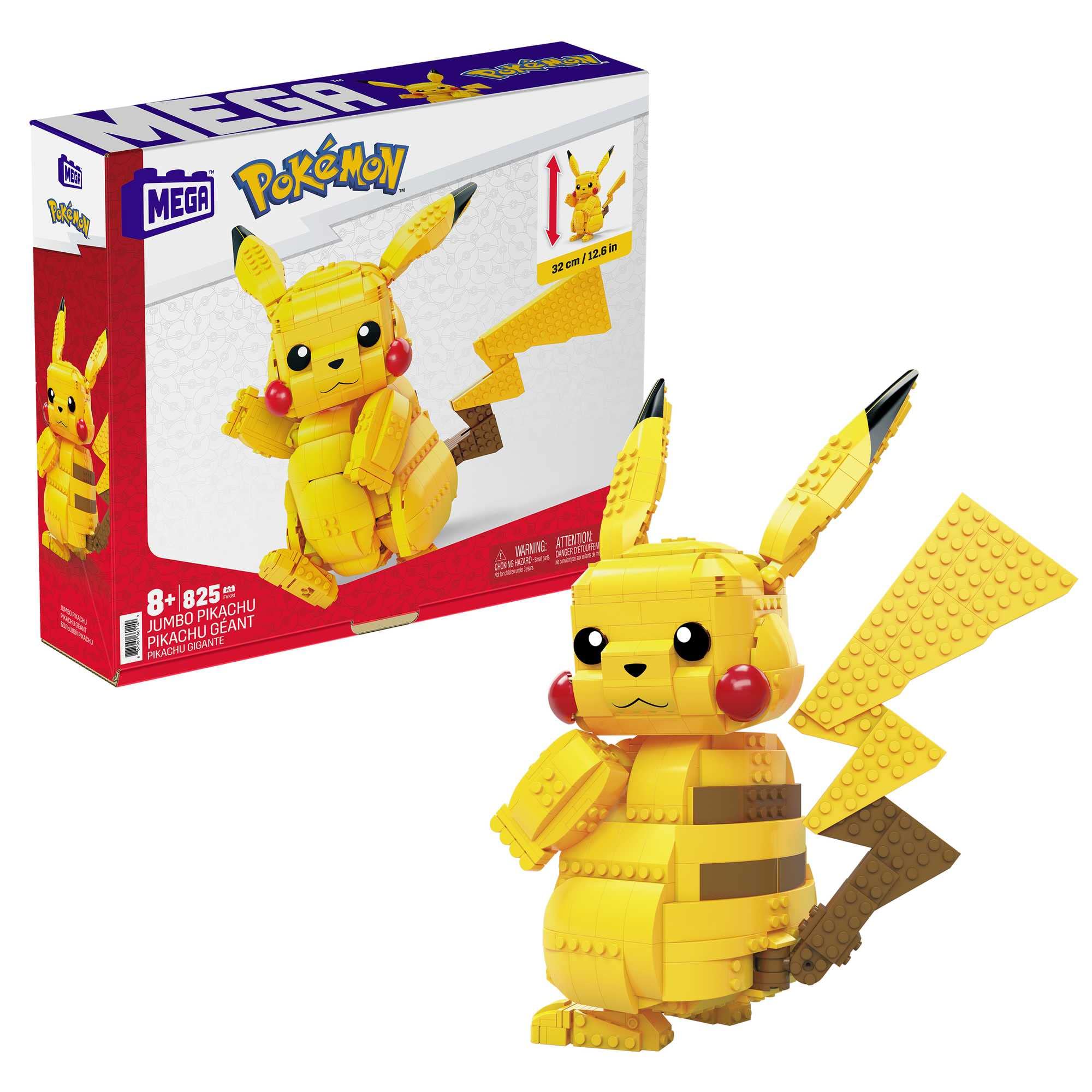 MEGA Pokémon Building Set - Jumbo Pikachu Action Figure, 825-Piece Collectible Model for Kids & Adults