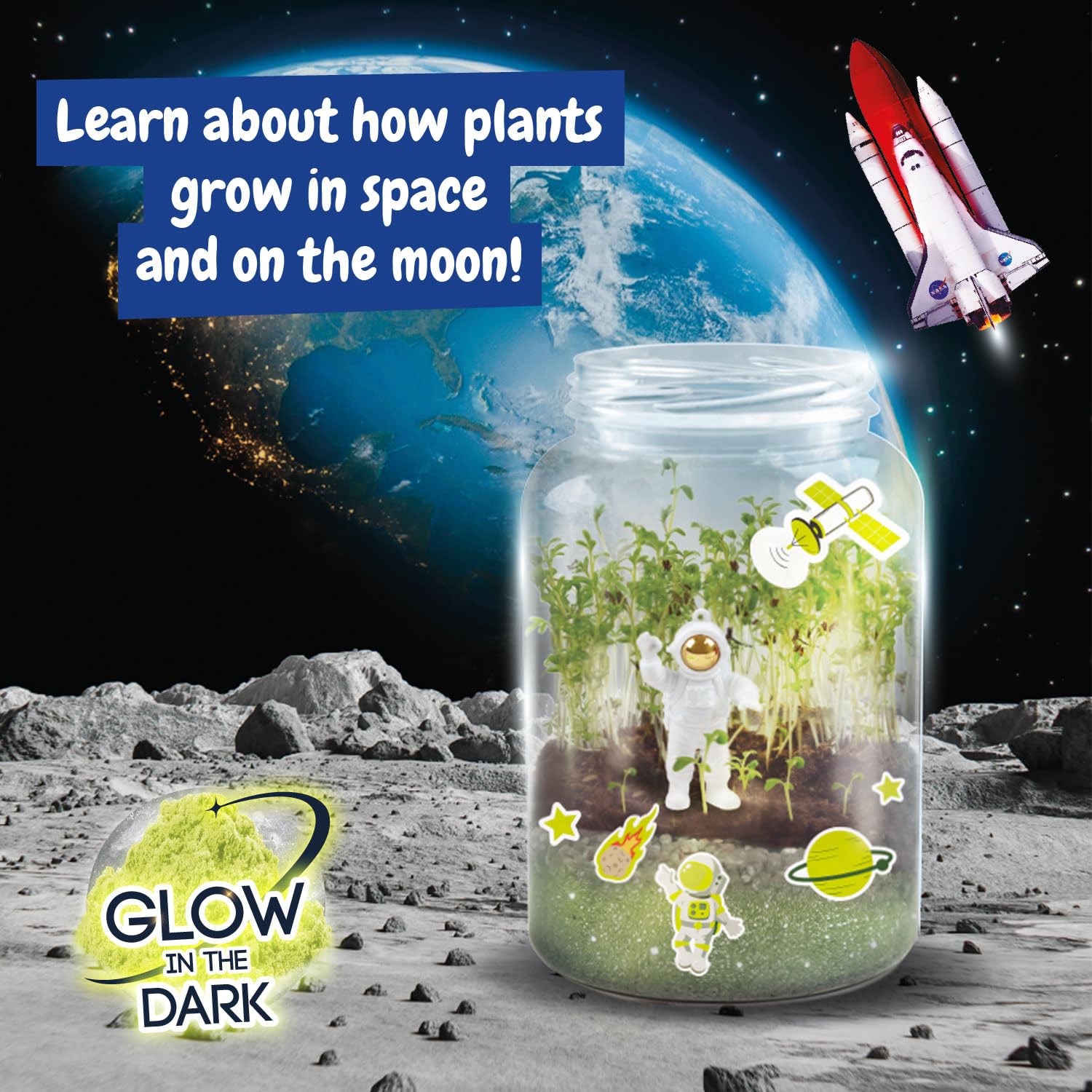 Science4you Moon Station NASA Terrarium Kit - Glow in the Dark Space Ecosystem for Kids 8+ 4