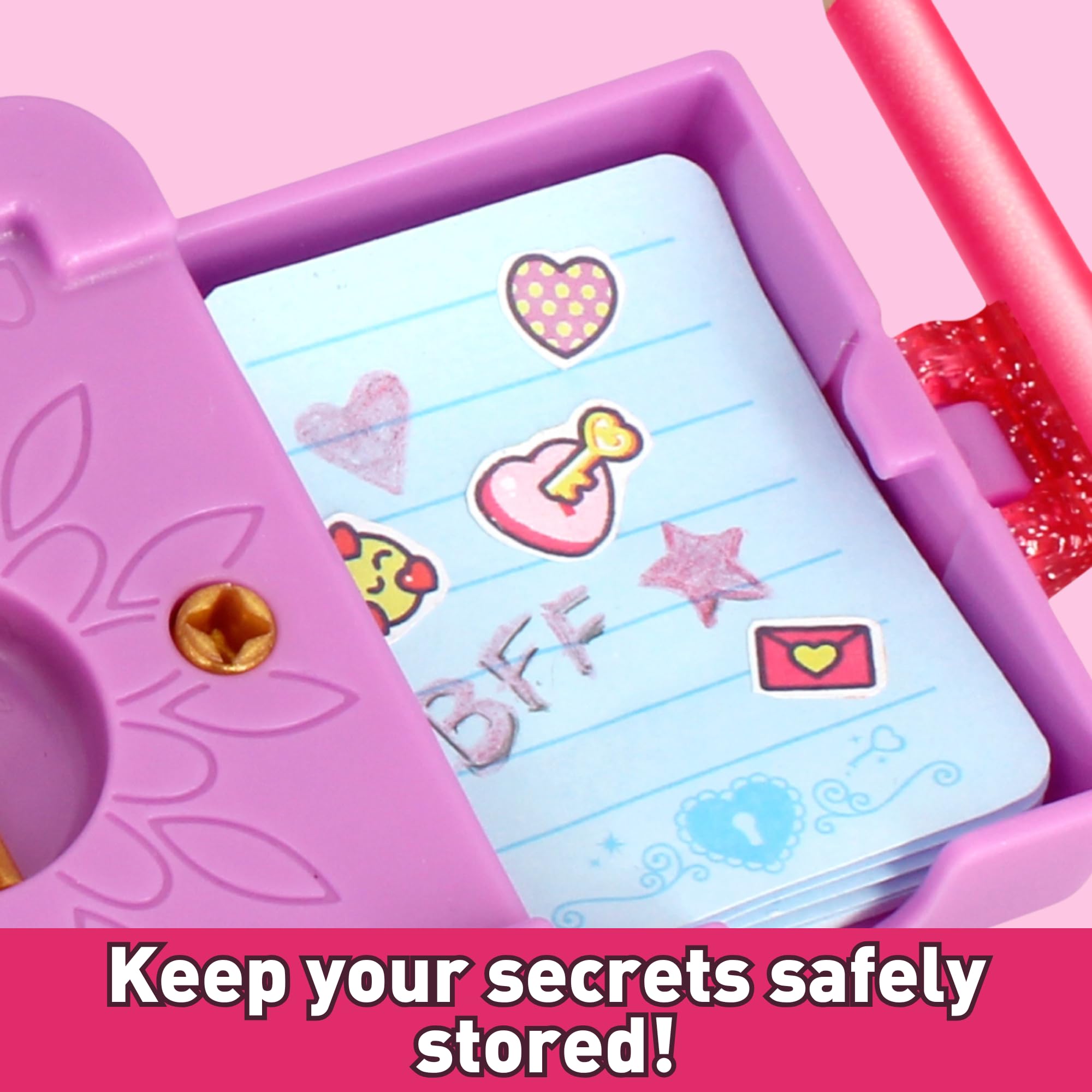 FUNLOCKETS Pink Lockable Mini Notebook with 15+ Surprises, Stickers & Pencil for Girls 4
