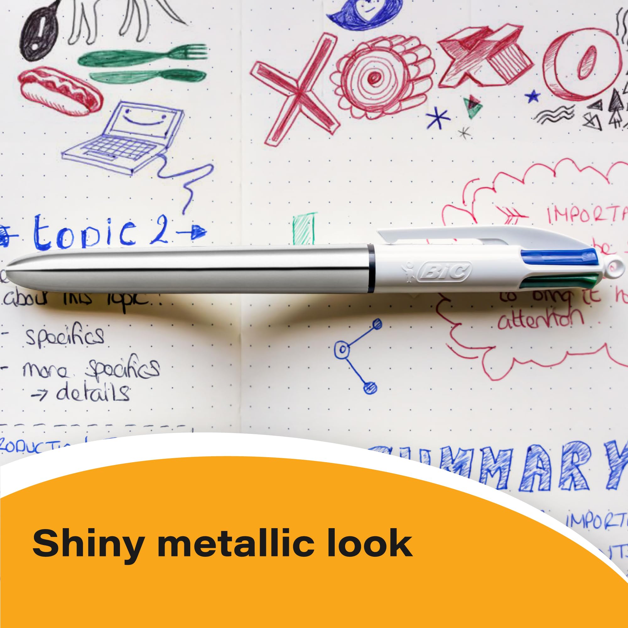 BIC 4 Colours Rose Gold Pen - Pack of 5 Multi-Colour Ballpoint Pens | 1.0mm Tip | Retractable