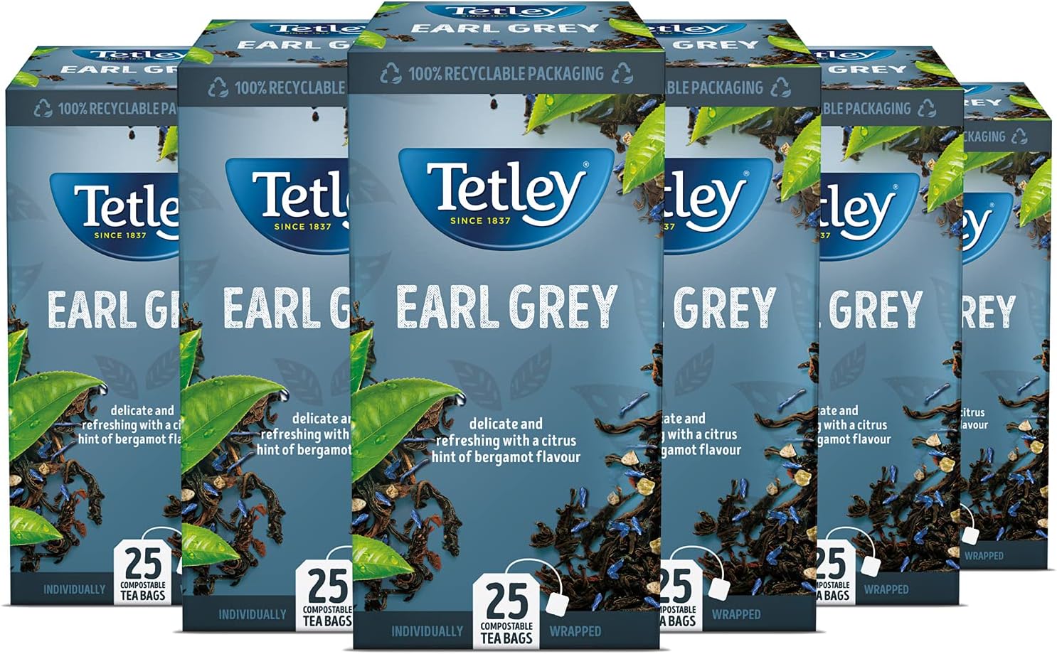 Tetley - Earl Grey Tea Black Tea, 150 Teabags (6 x 25)