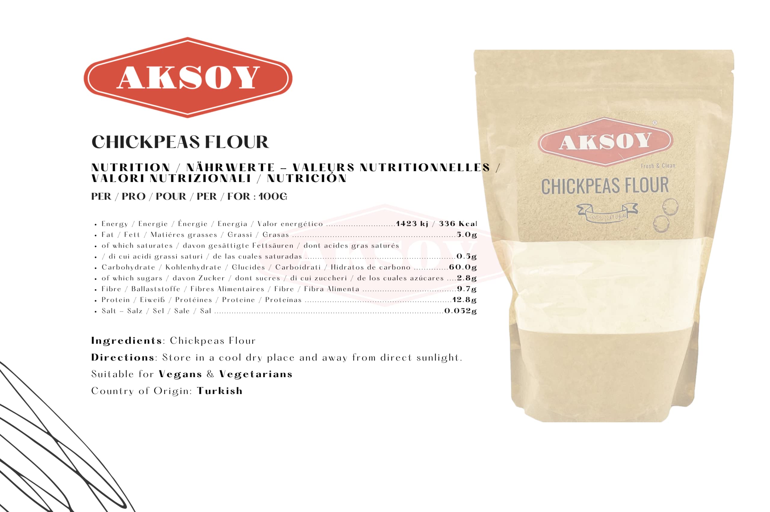 Aksoy Kichererbsenmehl 1150 g | Proteinreiches, glutenfreies Back- und Kochmehl 9