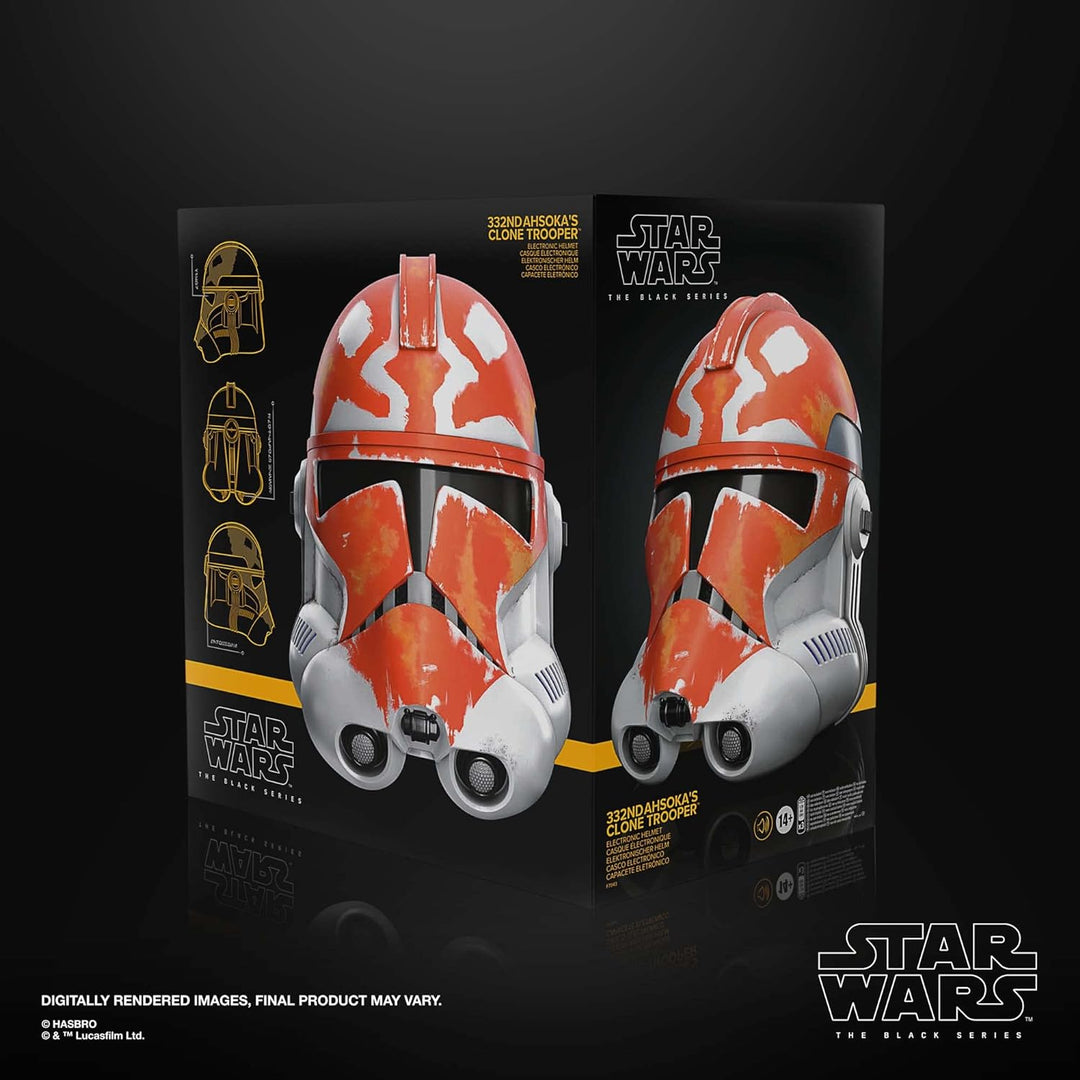 Star Wars The Black Series 332nd Ahsoka’s Clone Trooper Premium Electronic Helmet – Full-Scale Roleplay Helmet with Voice Distortion Technology