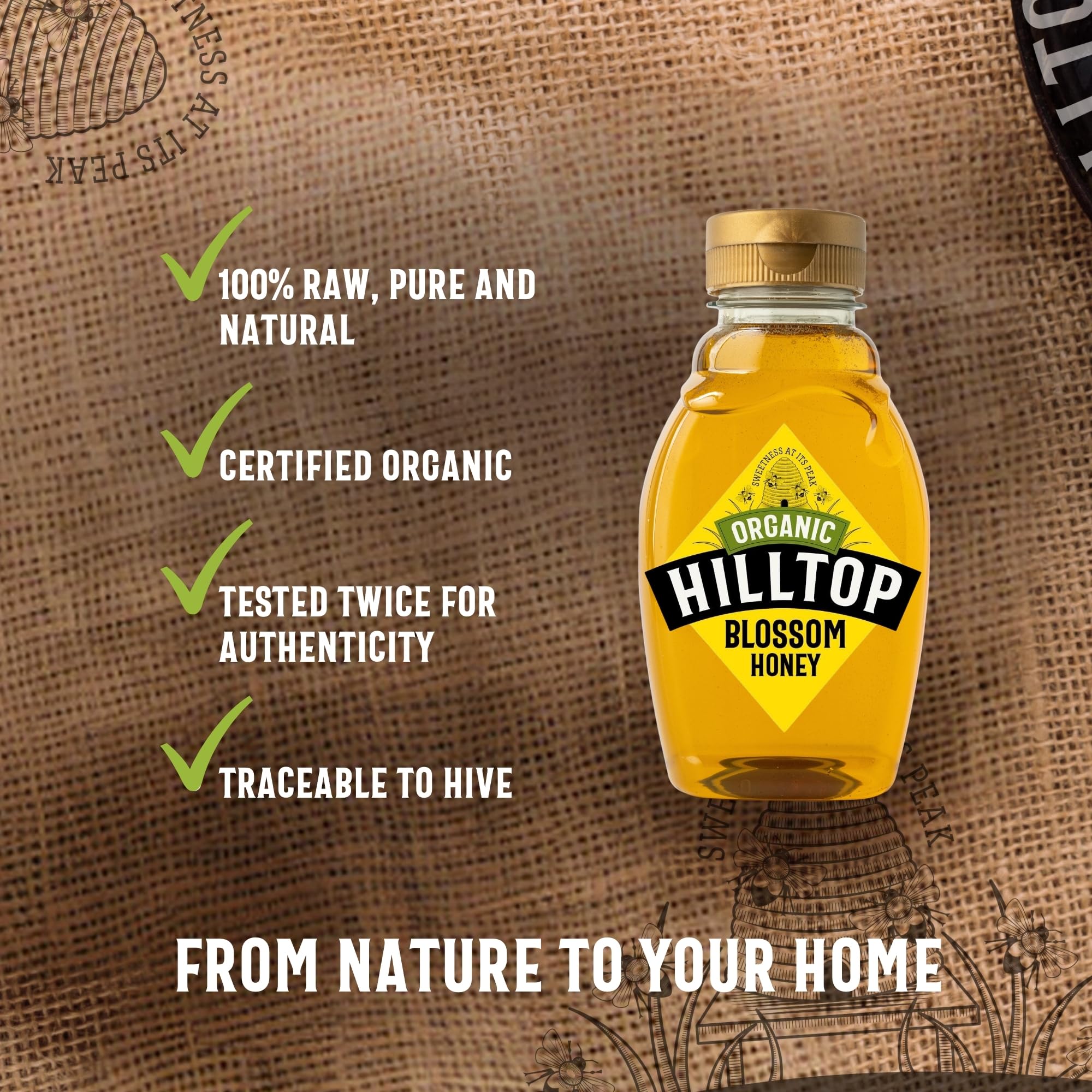 Hilltop Honey - Organic Blossom Honey - Squeezy Bottle - 340g 7