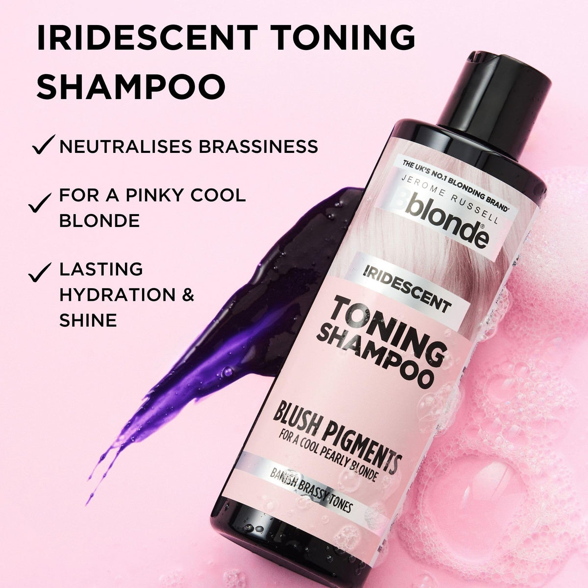 Jerome Russell Bblonde® Iridescent Toning Shampoo - Neutralises Brassy Tones | 250 ml
