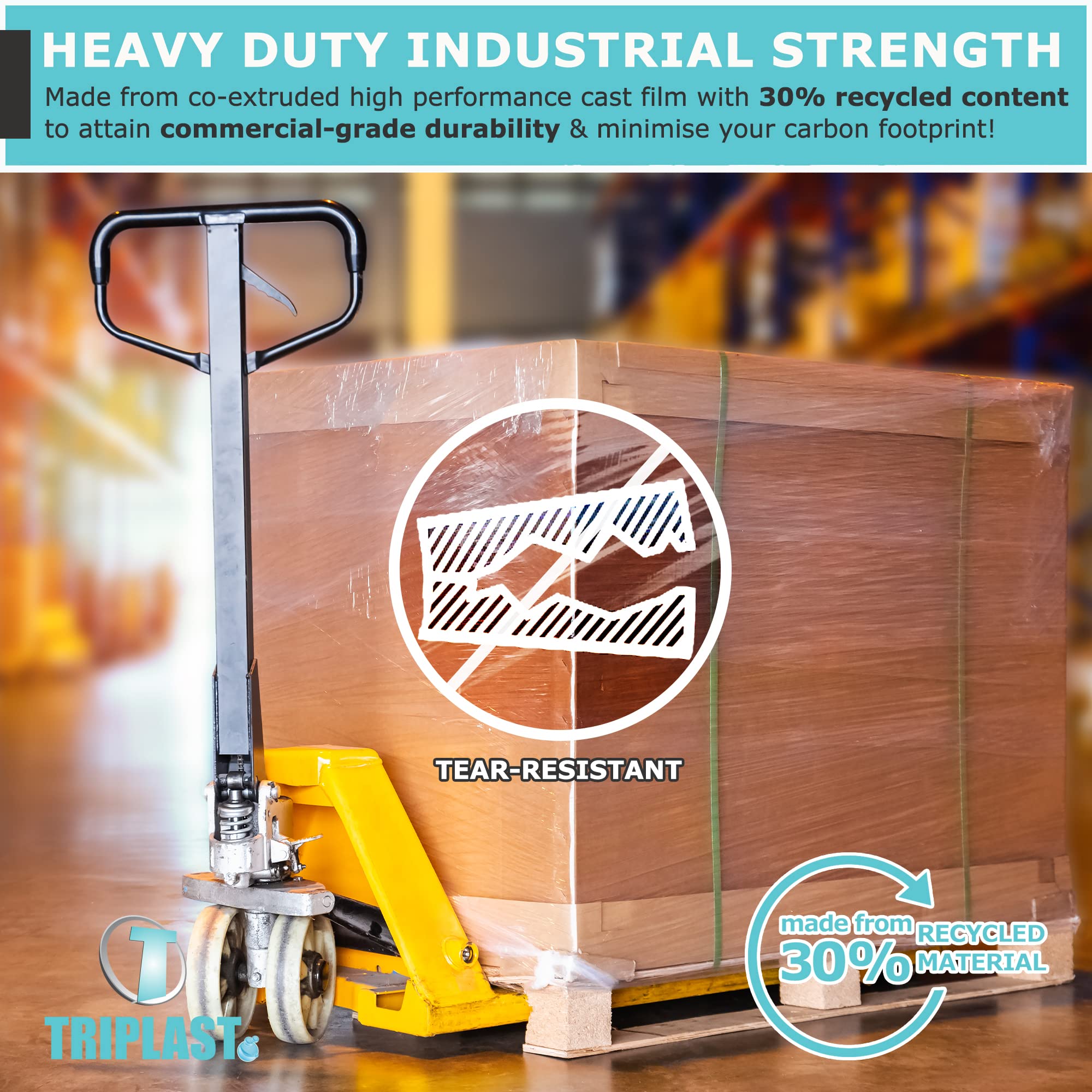 Triplast Pallet Stretch Wrap Roll - Industrial Strength 17mu, 400mm x 250m, Clear, 2 Pack 5