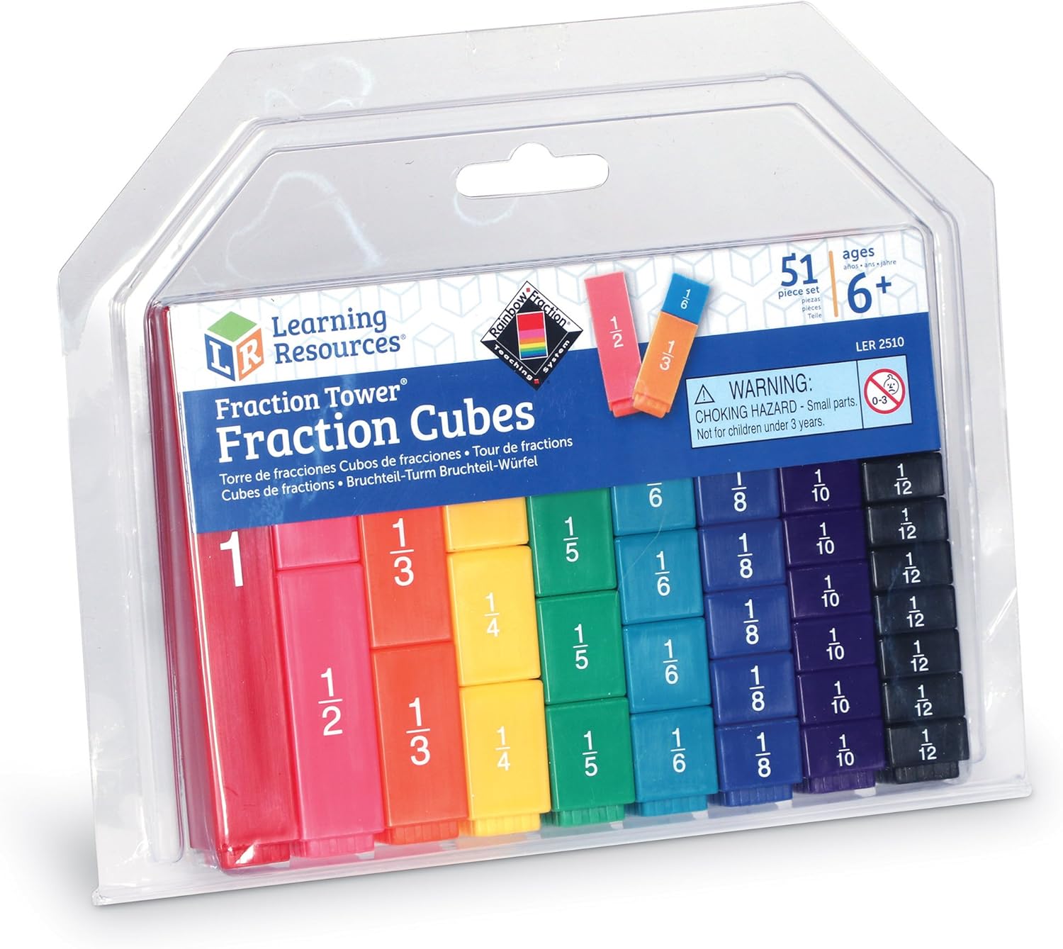 Learning Resources Fraction Tower Cubes - Educational Interlocking Math Manipulatives for Ages 6-10 11