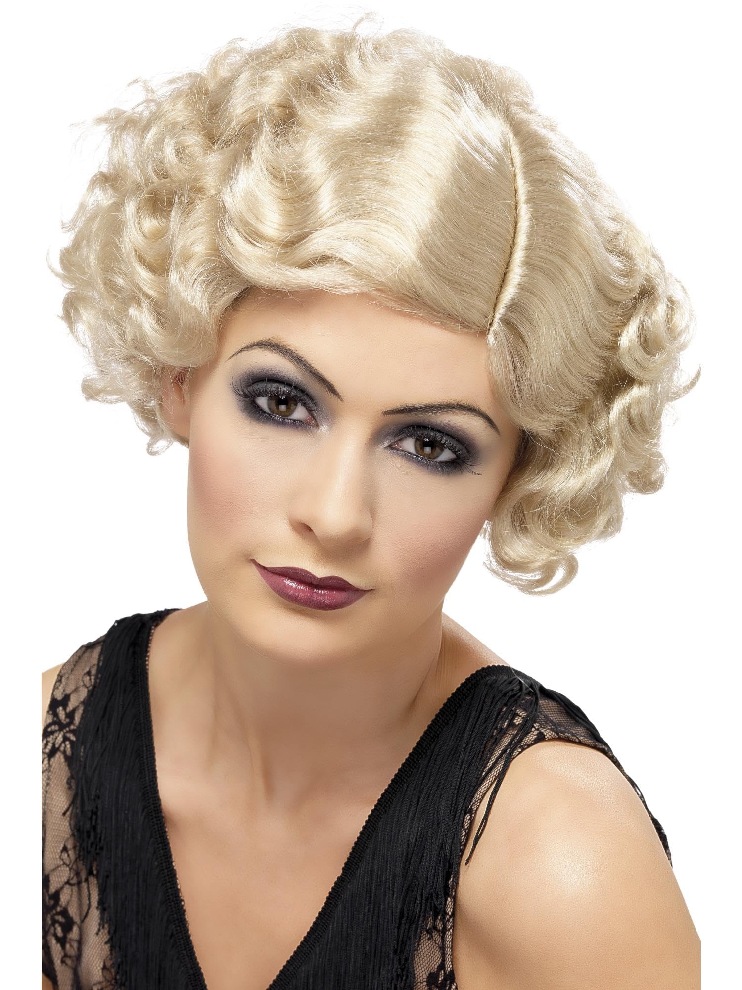 Smiffys 1920s Flirty Flapper Wig, Black Short Wavy Style 4