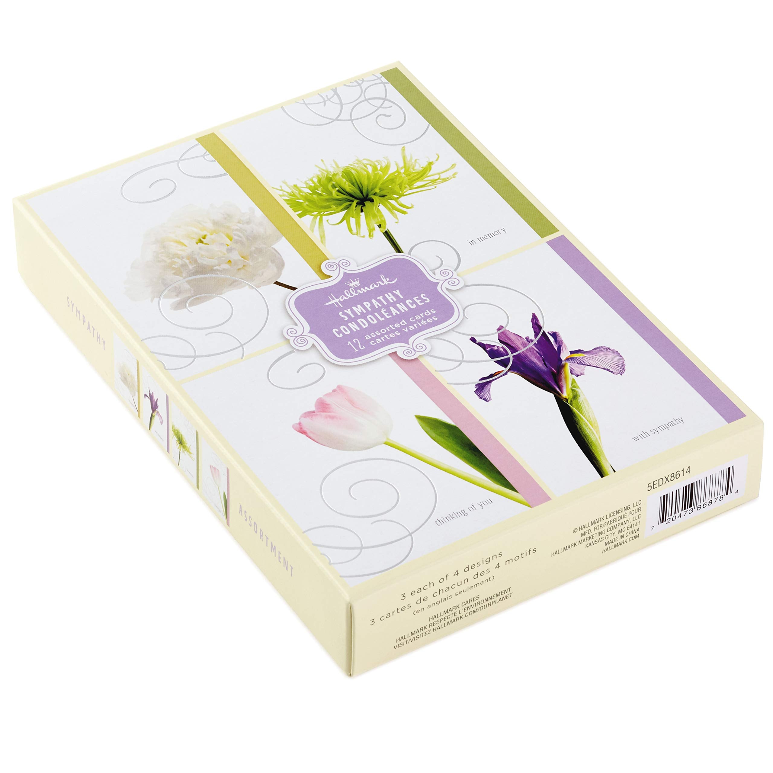 Hallmark Sympathy Greeting Cards Assorted Pack - 12 Cards with Envelopes | FSC Certified