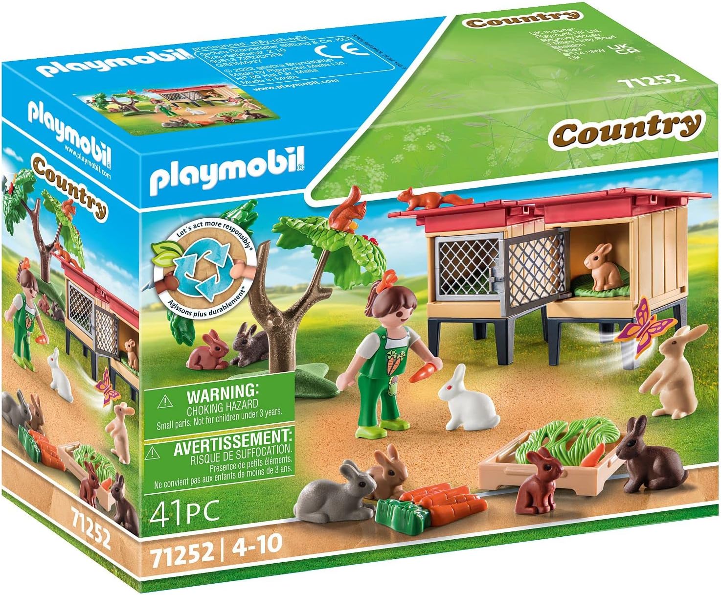 Playmobil 71252 Rabbit Hutch Playset - Sustainable Farm Animals for Kids 4+ 3