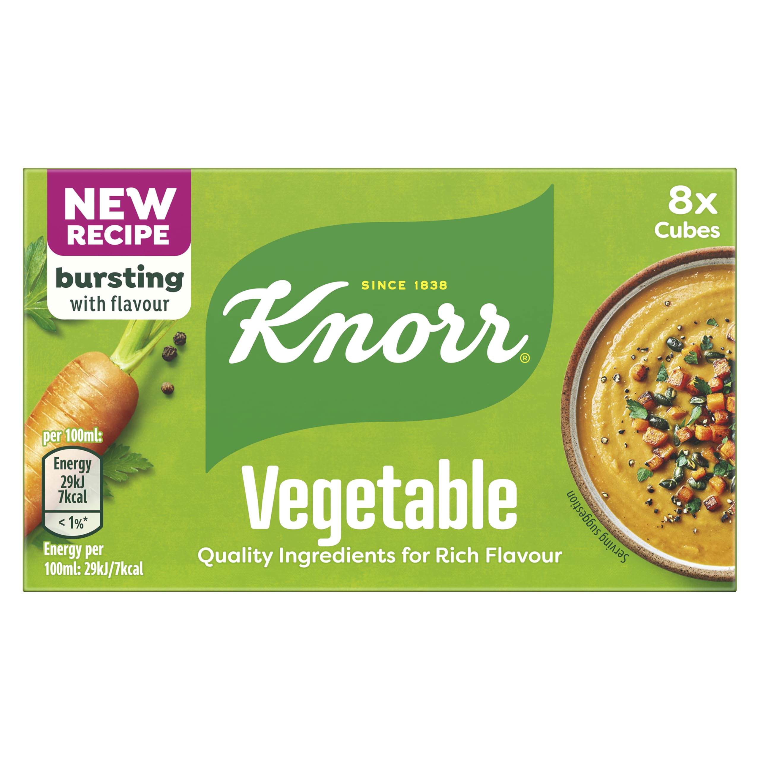 Knorr Vegetable Stock Cubes - Richer Flavour, Gluten-Free | 8 x 10g Cubes