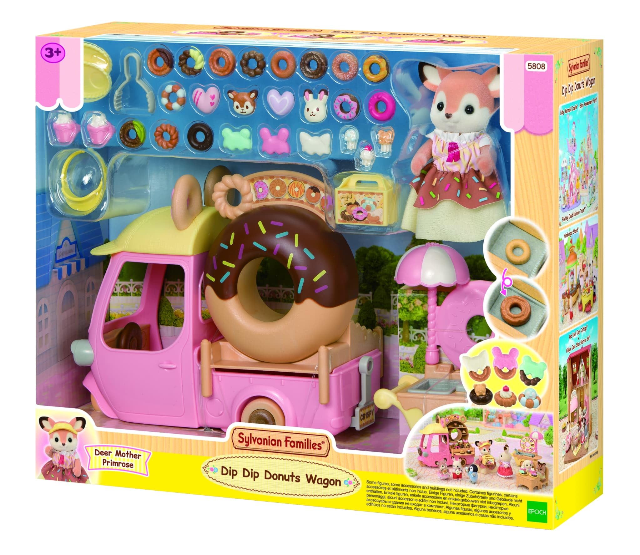 EPOCH Sylvanian Families Doughnut Trolley Playset | Includes 33 Pieces | Ages 3+ 1