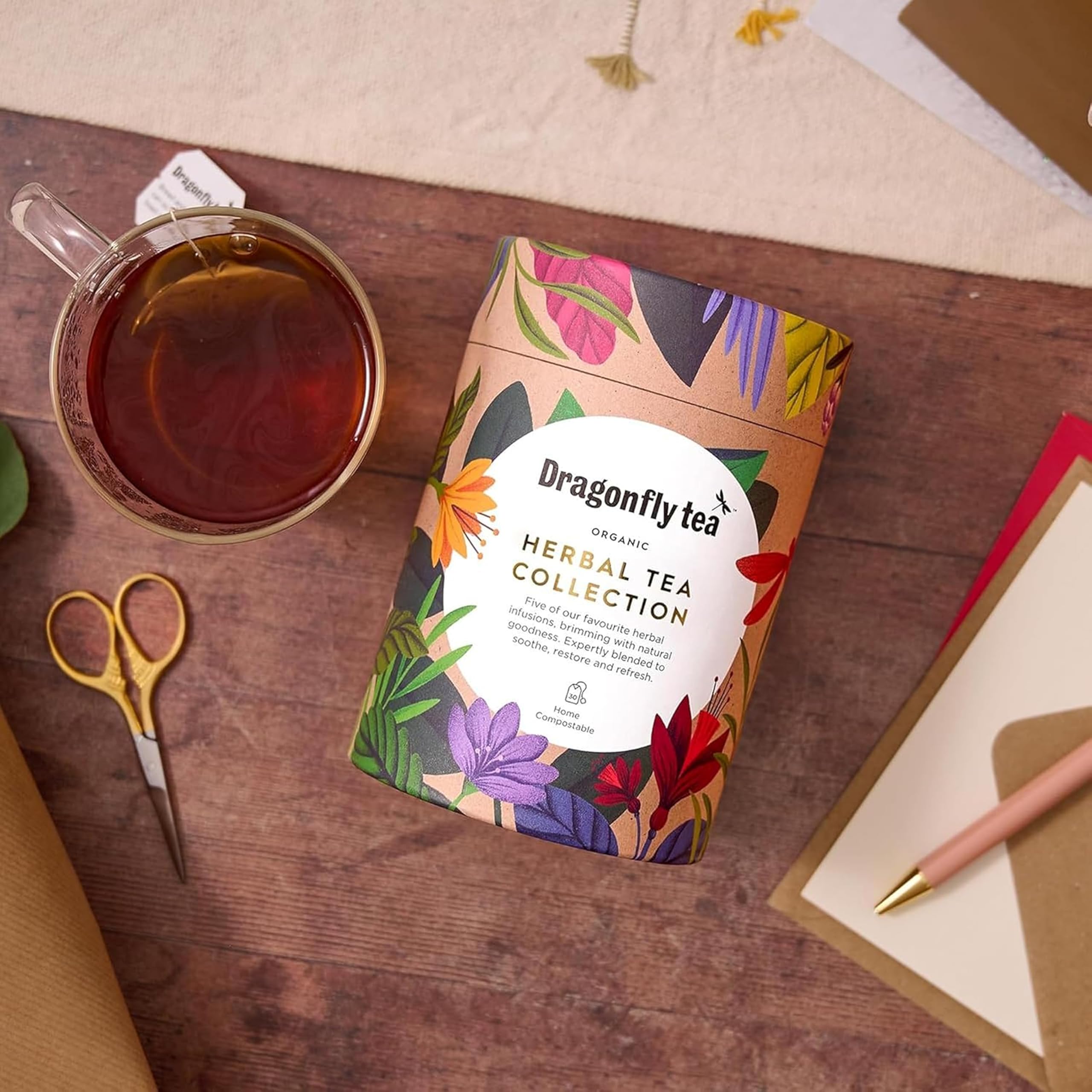 Dragonfly Tea Organic Herbal Tea Gift Collection - 30 Tea Bags, Plastic-Free & Compostable Packaging 4