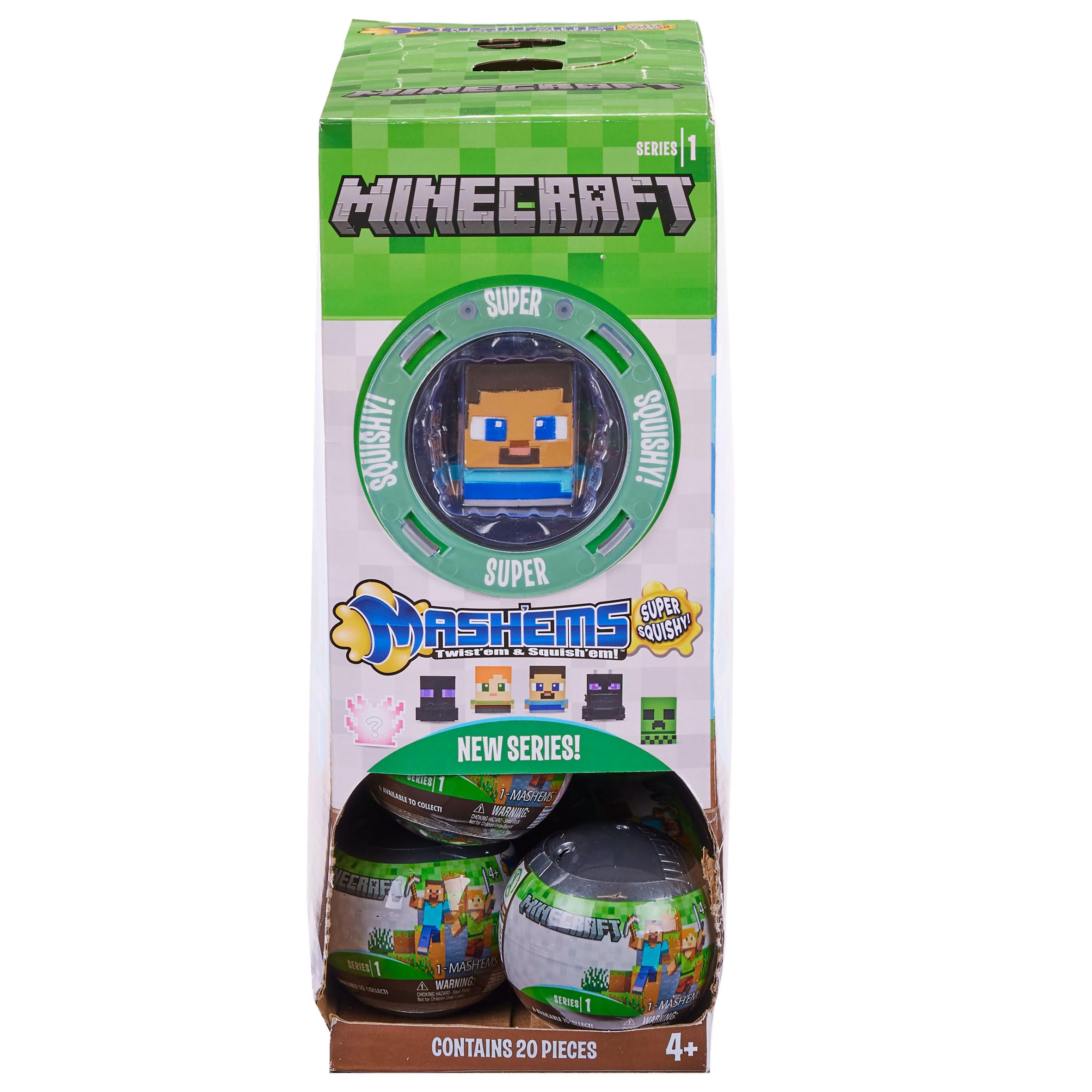 Mash'ems Minecraft Squishy-Figuren zum Sammeln – Dreh-, Quetsch- und Startspaß für Kinder 4