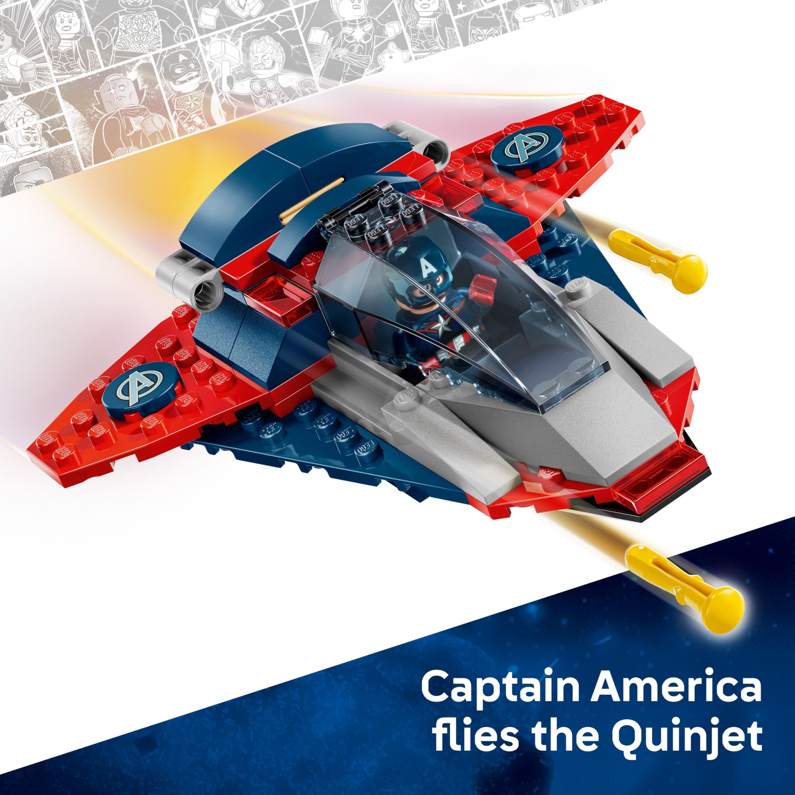 LEGO Marvel Captain America vs. Thanos - Super Hero Building Playset with Quinjet & Infinity Gauntlet Spaceship 3