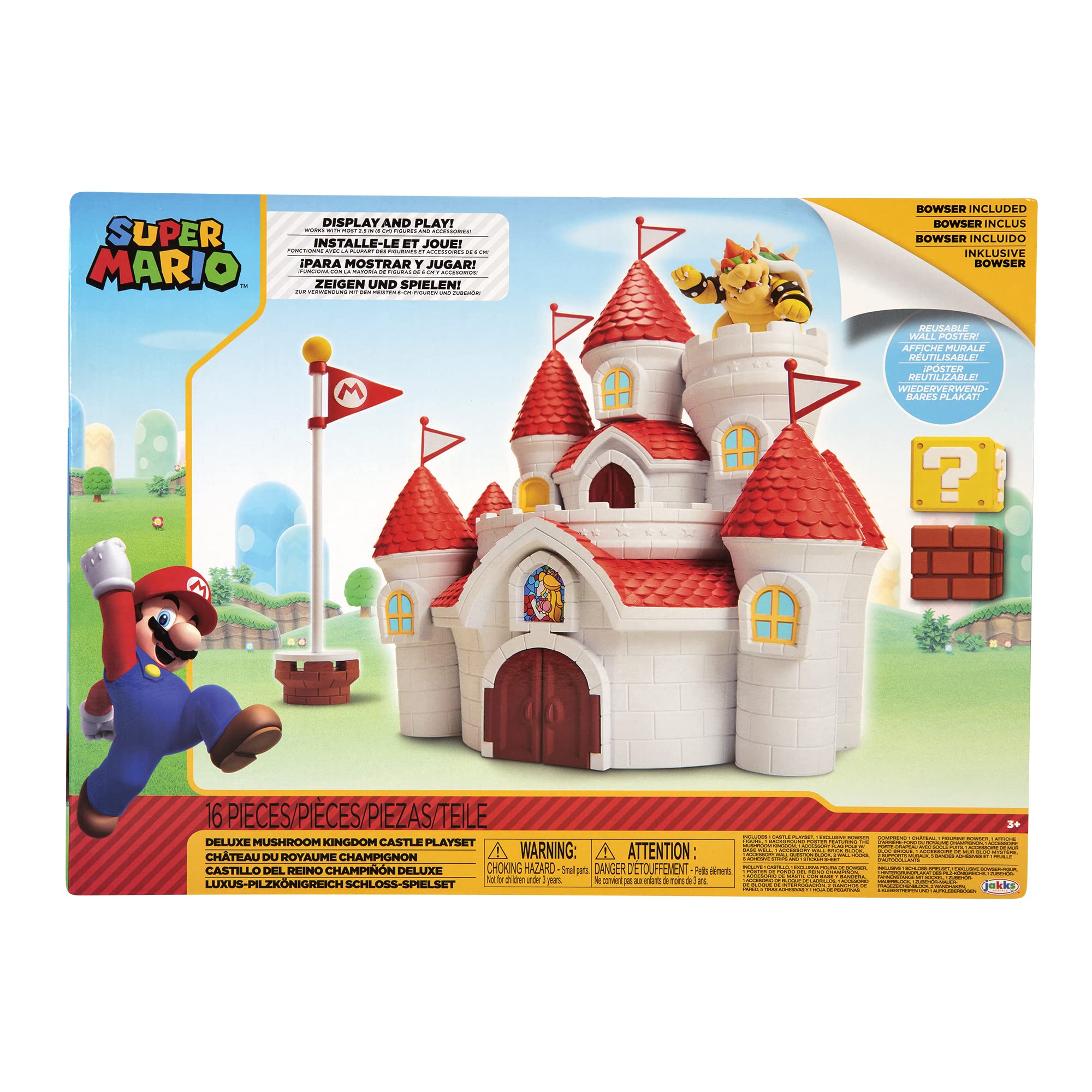 Nintendo Mushroom Kingdom Castle Playset by Jakks Pacific | Includes Exclusive 2.5' Bowser Figure | Ages 3+ 6