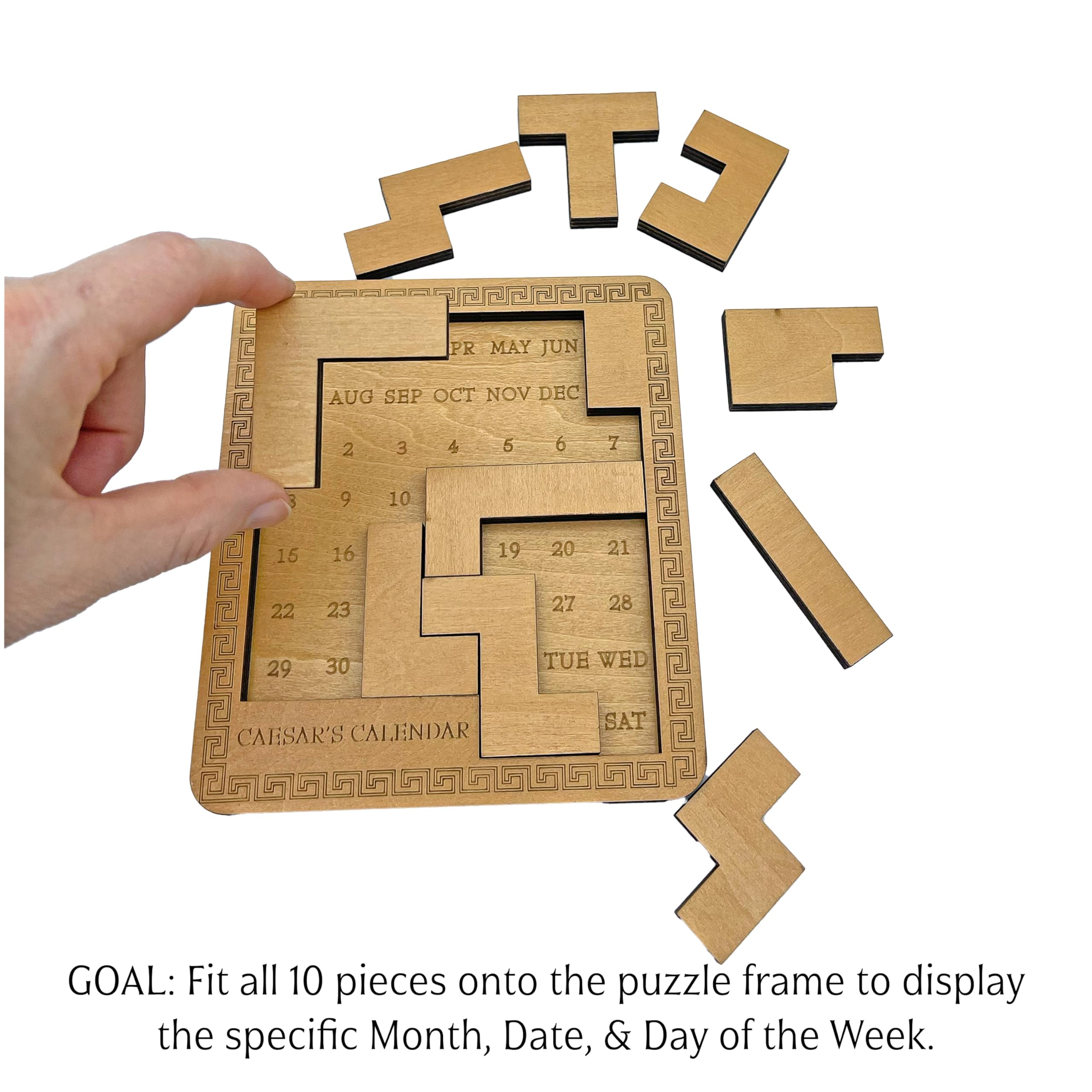 True Genius: Caesar's Calendar - 365-Day Wooden Brain Teaser Puzzle for Adults & Kids