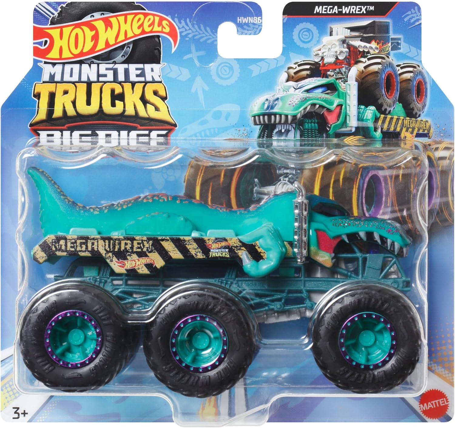 Hot Wheels Monster Trucks Big Rigs - 1:64 Scale 6-Wheel Toy Truck for Kids 3+ 4